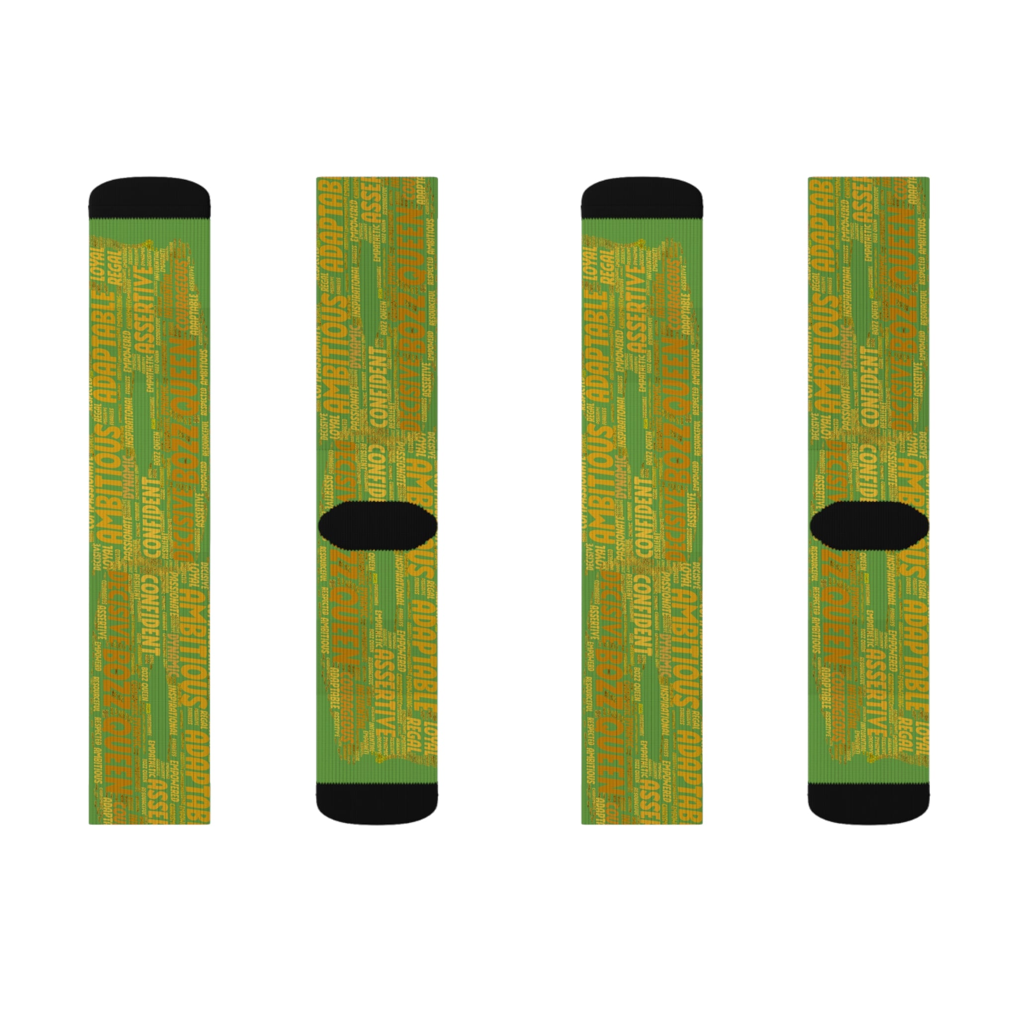 BOZZ QUEEN Green Bold Statement Socks - Empowering Motivational Wear