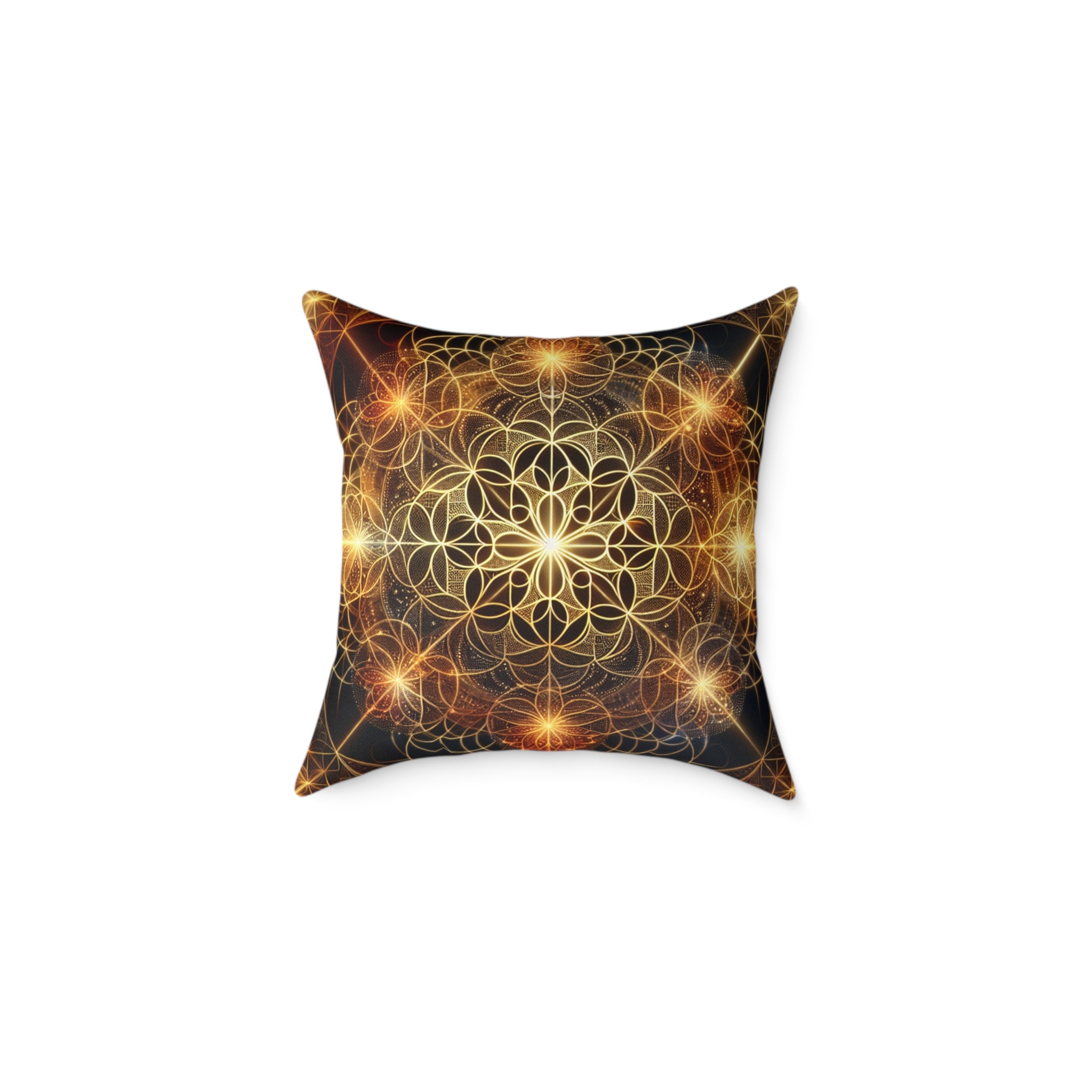 Bohemian Flower Mandala Pillow, Square Poly Canvas Pillow for Home Decor, Cozy Living Room Accent, Meditation Gift, Bedroom Cushion