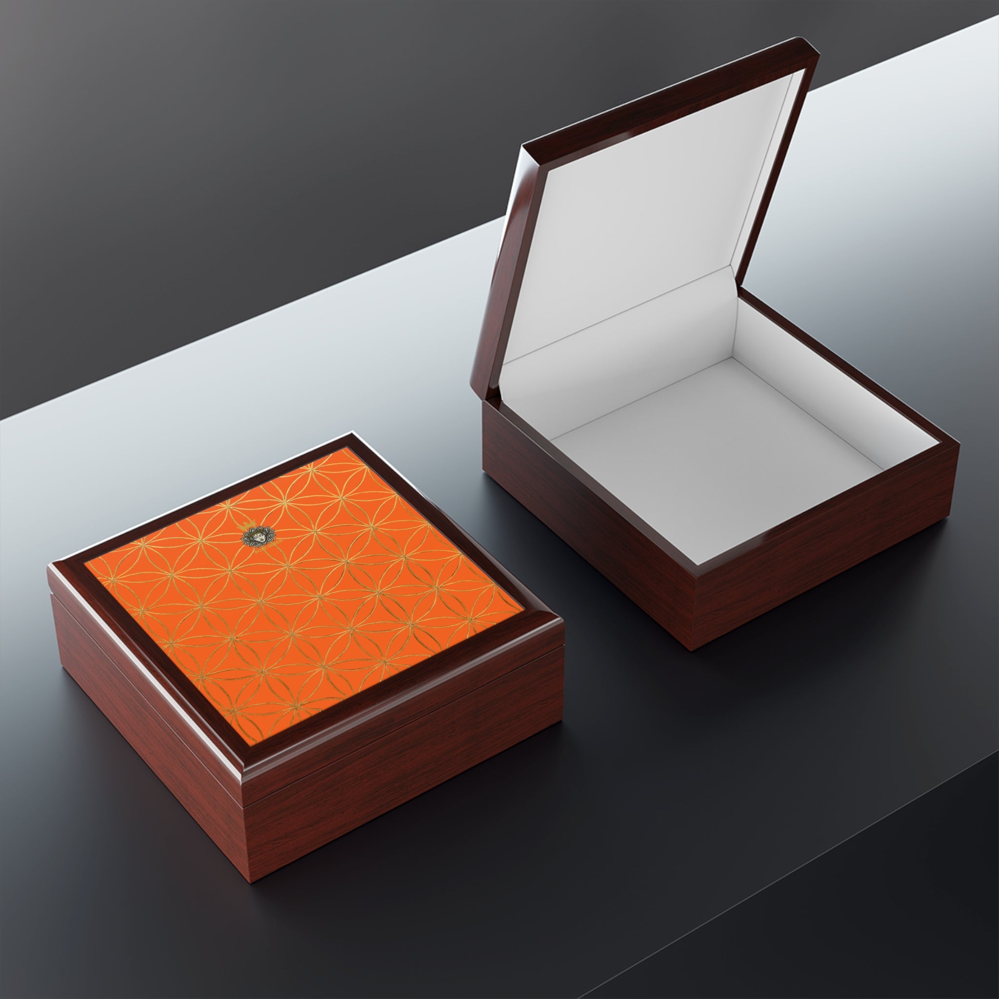 Flower of Life Jewelry Box - Orange Elegant Keepsake Organizer