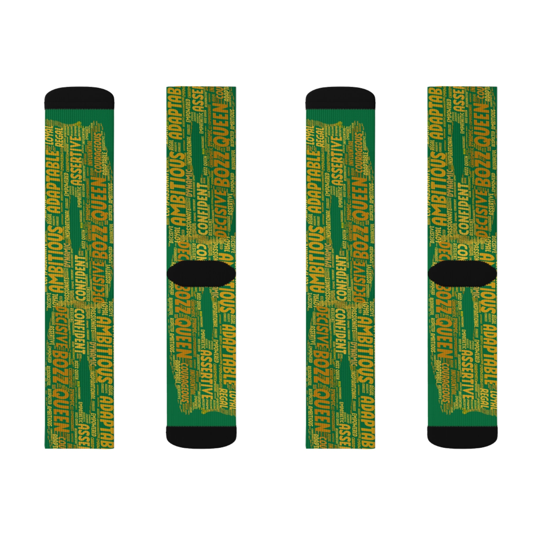 BOZZ QUEEN Dark Green Bold Statement Socks - Empowering Motivational Wear