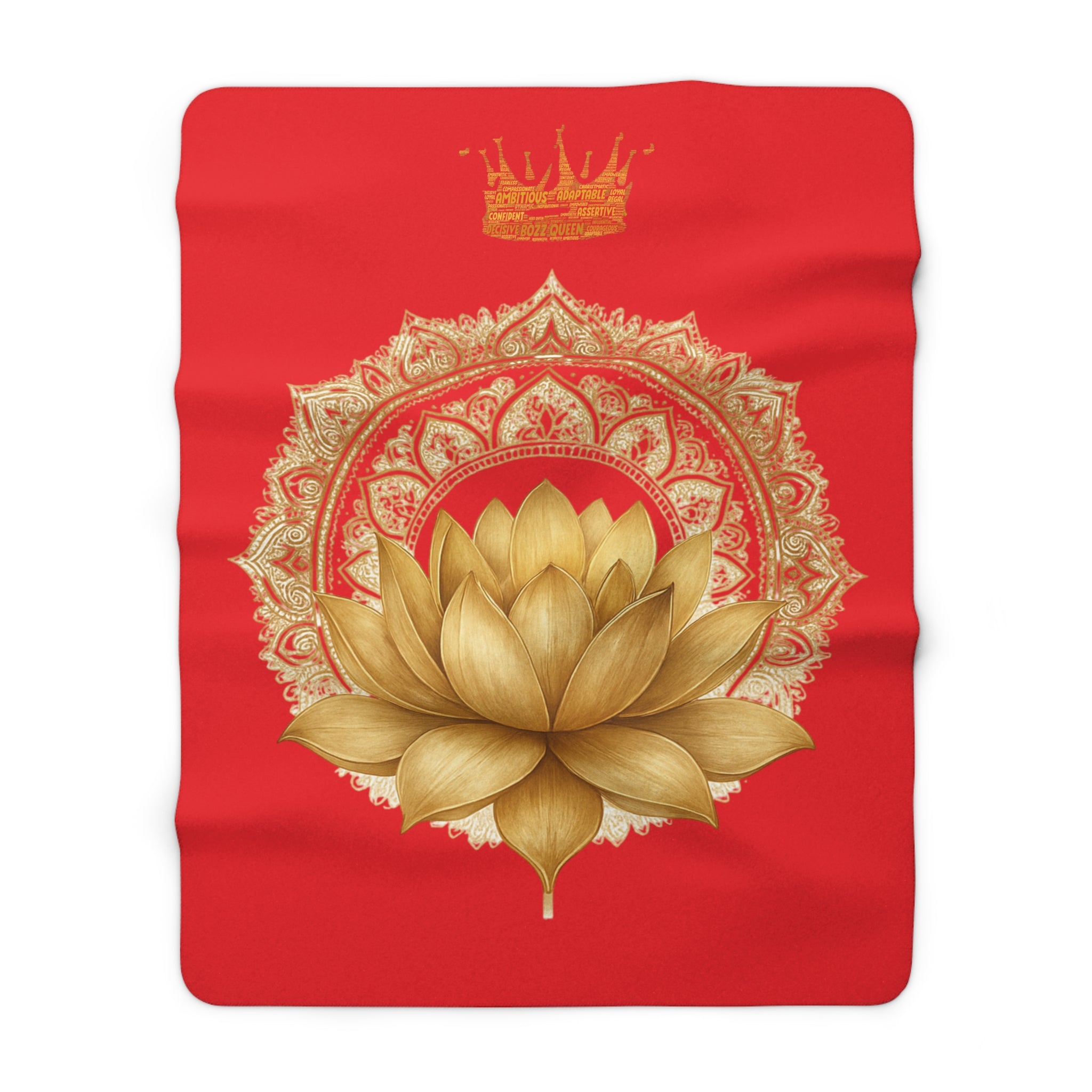 Crown Chakra Red Lotus Sherpa Blanket - Grounded Spirituality & Divine Power