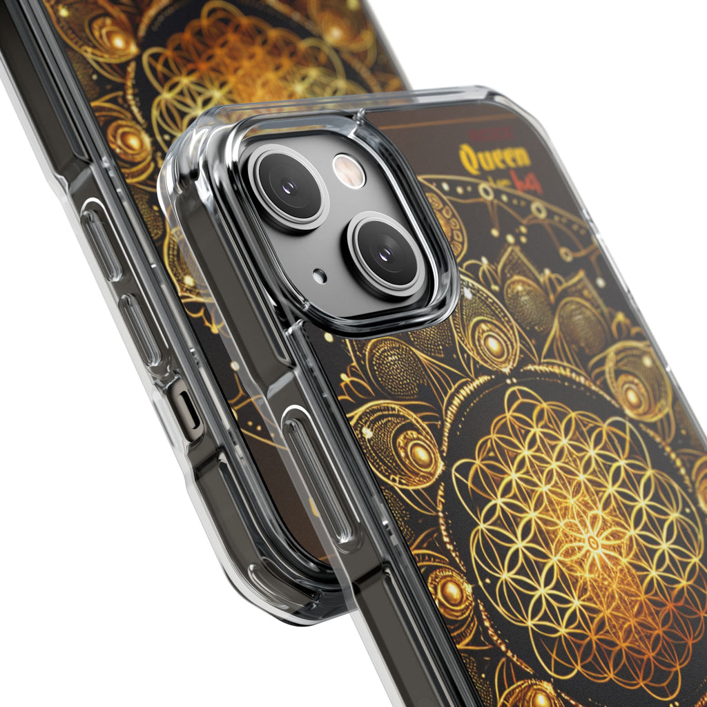 Magnetic Phone Case with Spiritual Mandala Design, Bozz Queen, Durable Clear Impact Case, Unique Gift for Spiritual Seekers, Phone Accessory