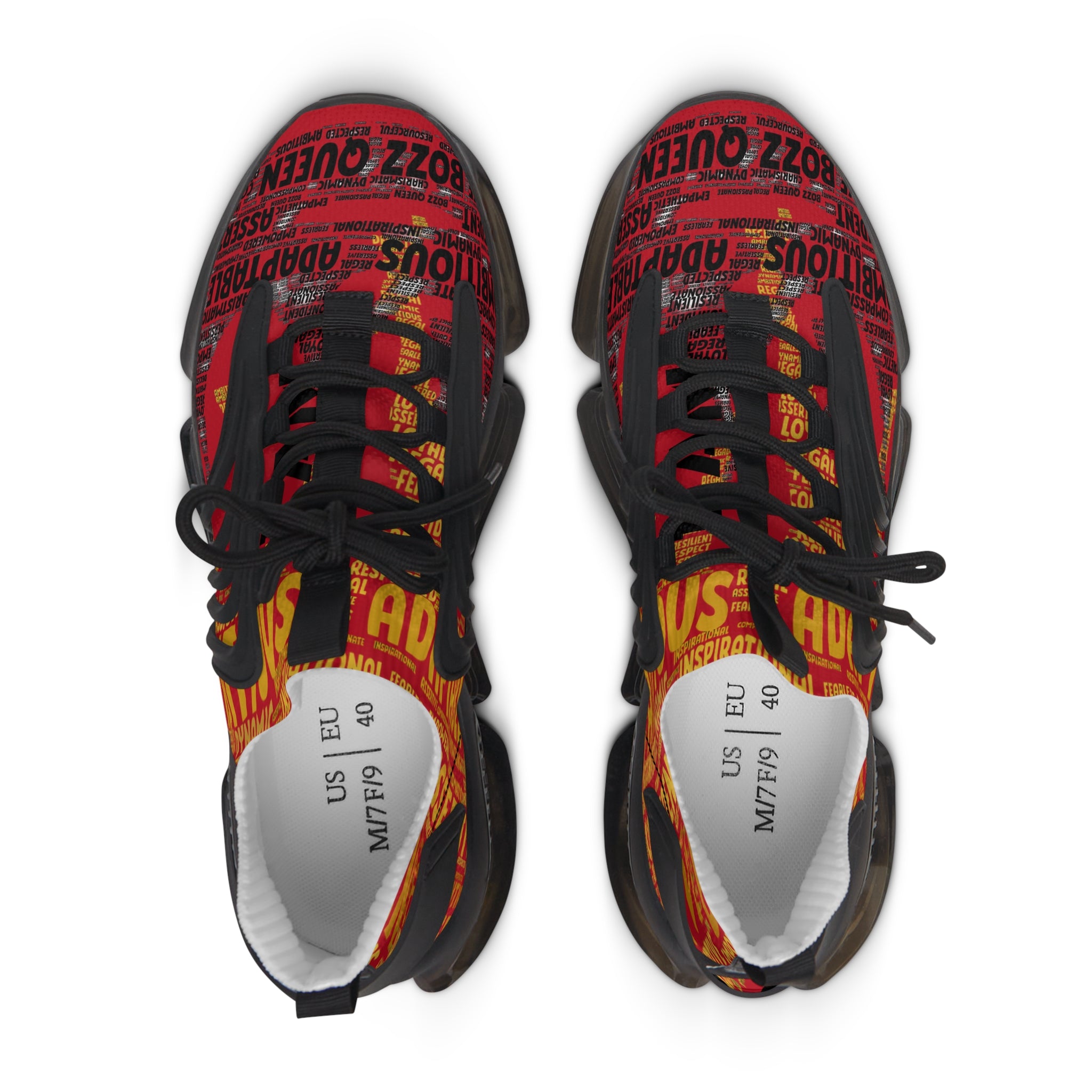 I AM Series Dark Red Women's Mesh Sneakers - Bold Graphic Athletic Shoes