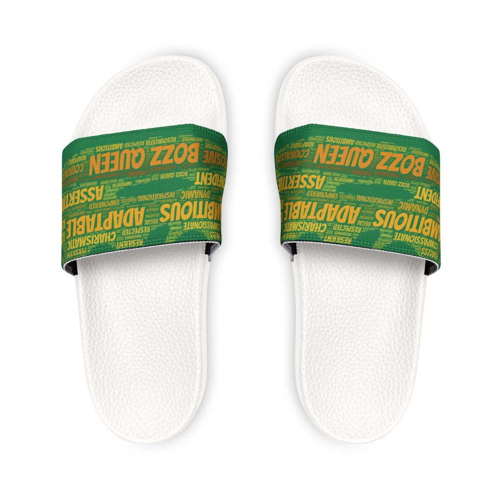 Bozz Queen Dark Green & Gold Women's Sandals - Removable Strap Beach Slides