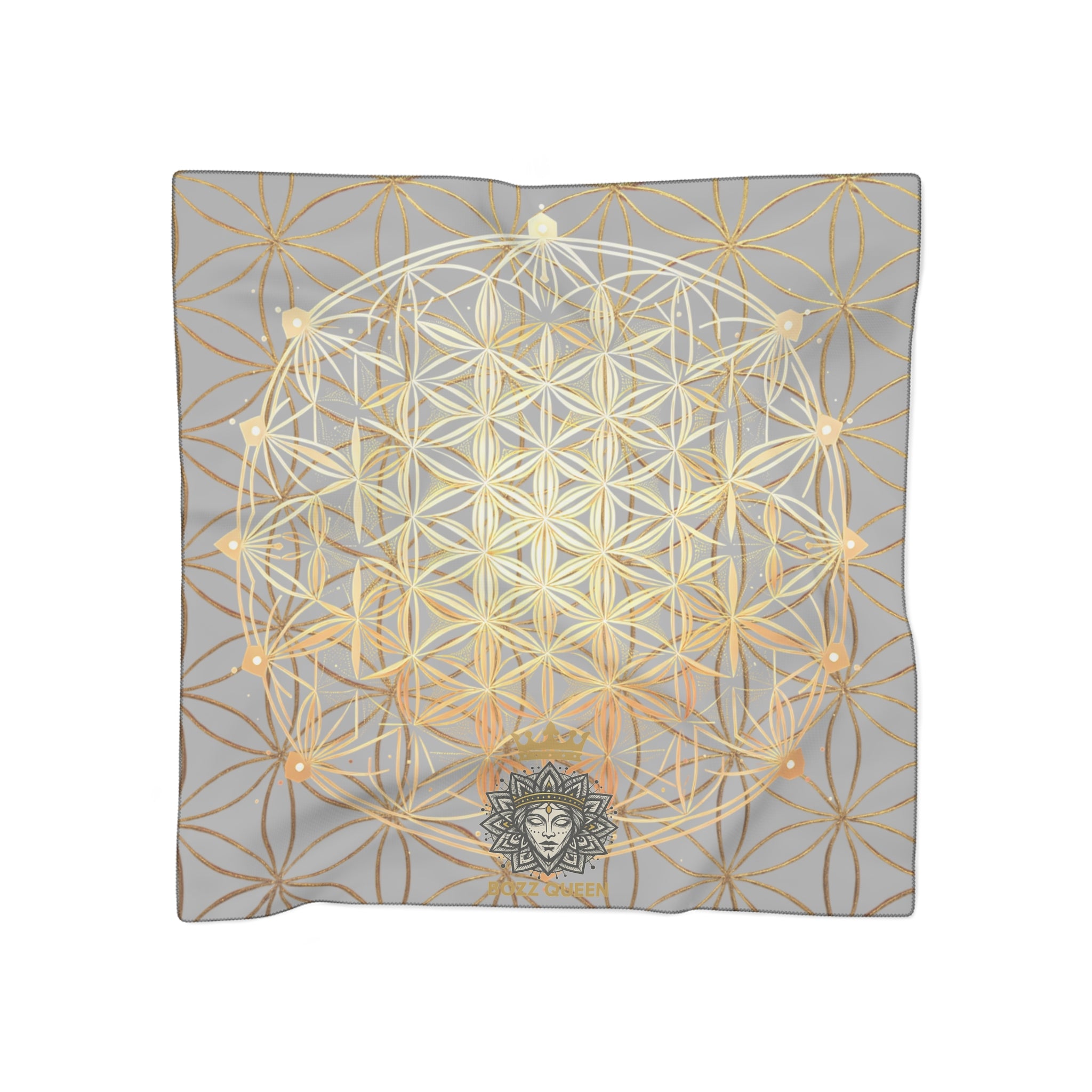 Flower of Life Light Grey Scarf - Sacred Geometry Spiritual Accessory