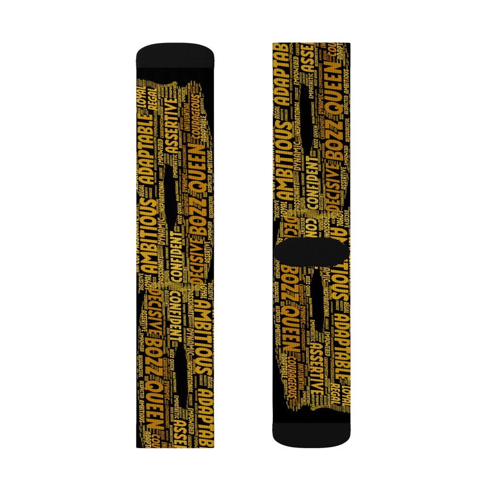 BOZZ QUEEN Black Bold Statement Socks - Empowering Motivational Wear