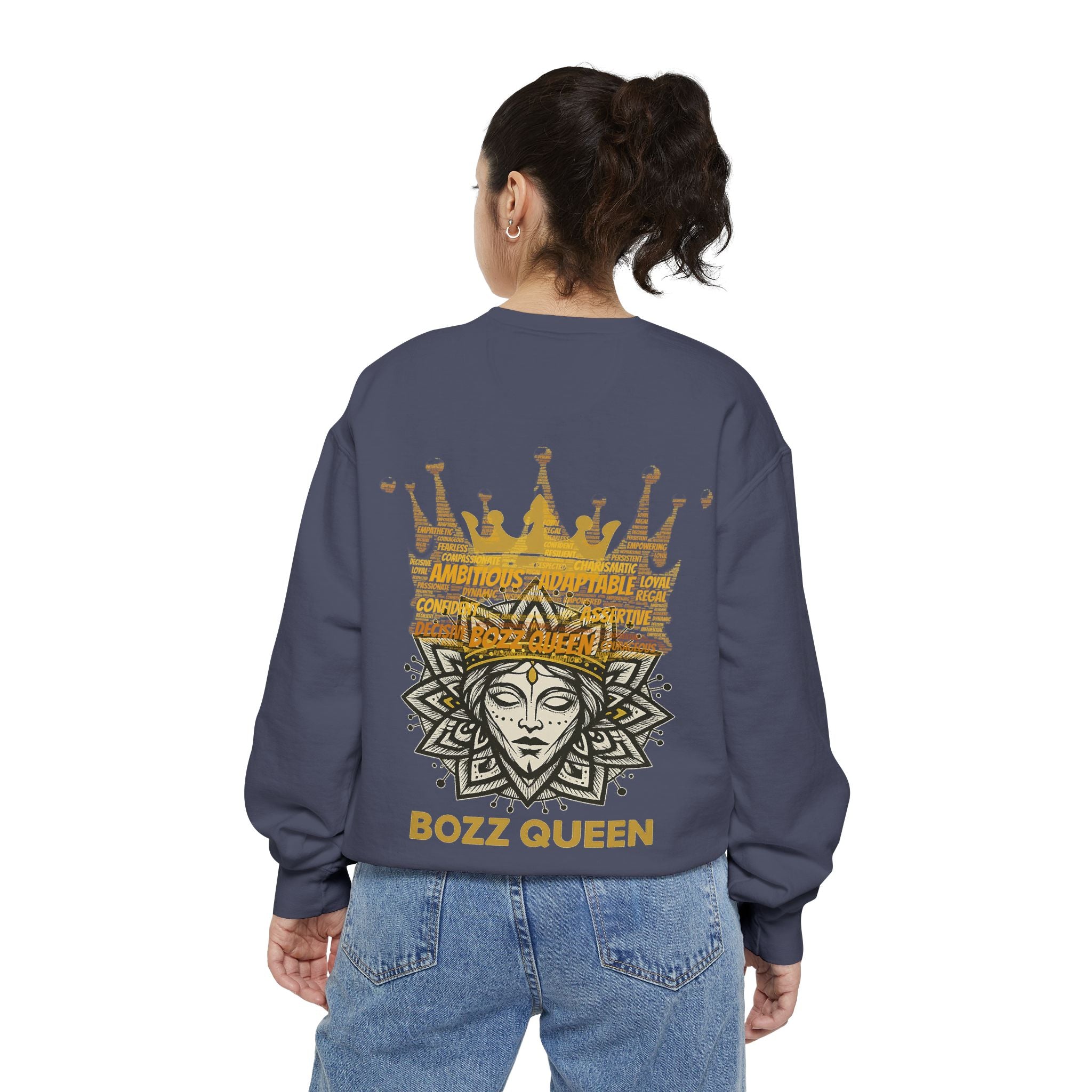Bozz Queen Women Garment-Dyed Sweatshirt - Flower of Life Design