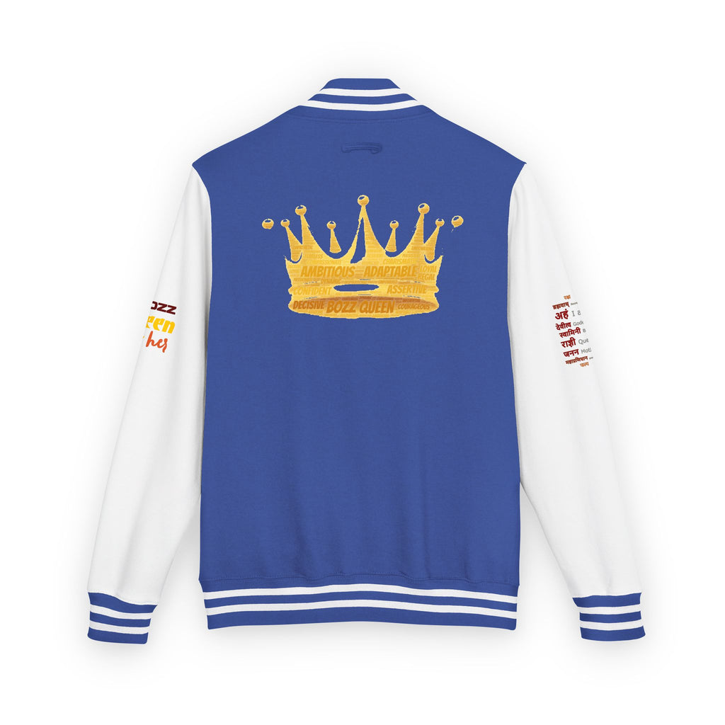 Bozz Queen Crown Design Letterman Jacket - Unisex Heavyweight Varsity Jacket