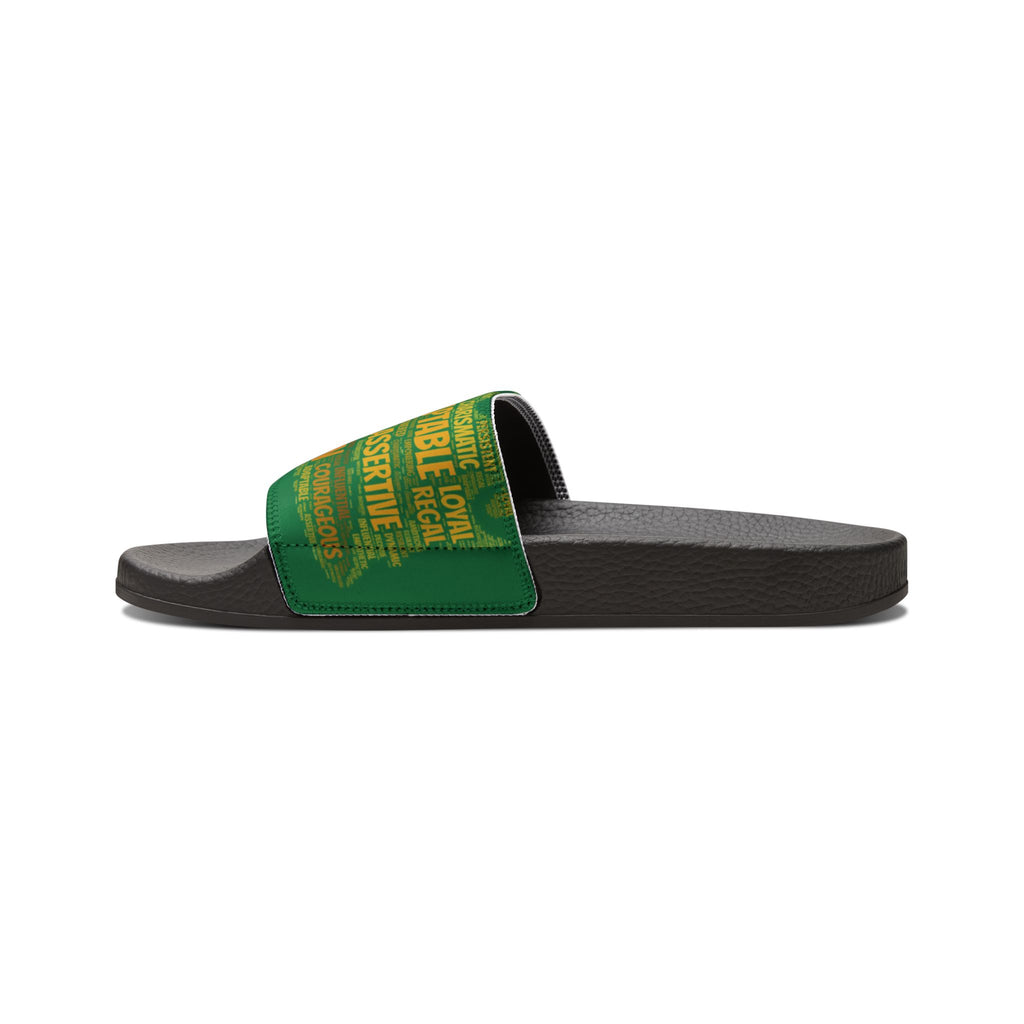Bozz Queen Dark Green & Gold Women's Sandals - Removable Strap Beach Slides
