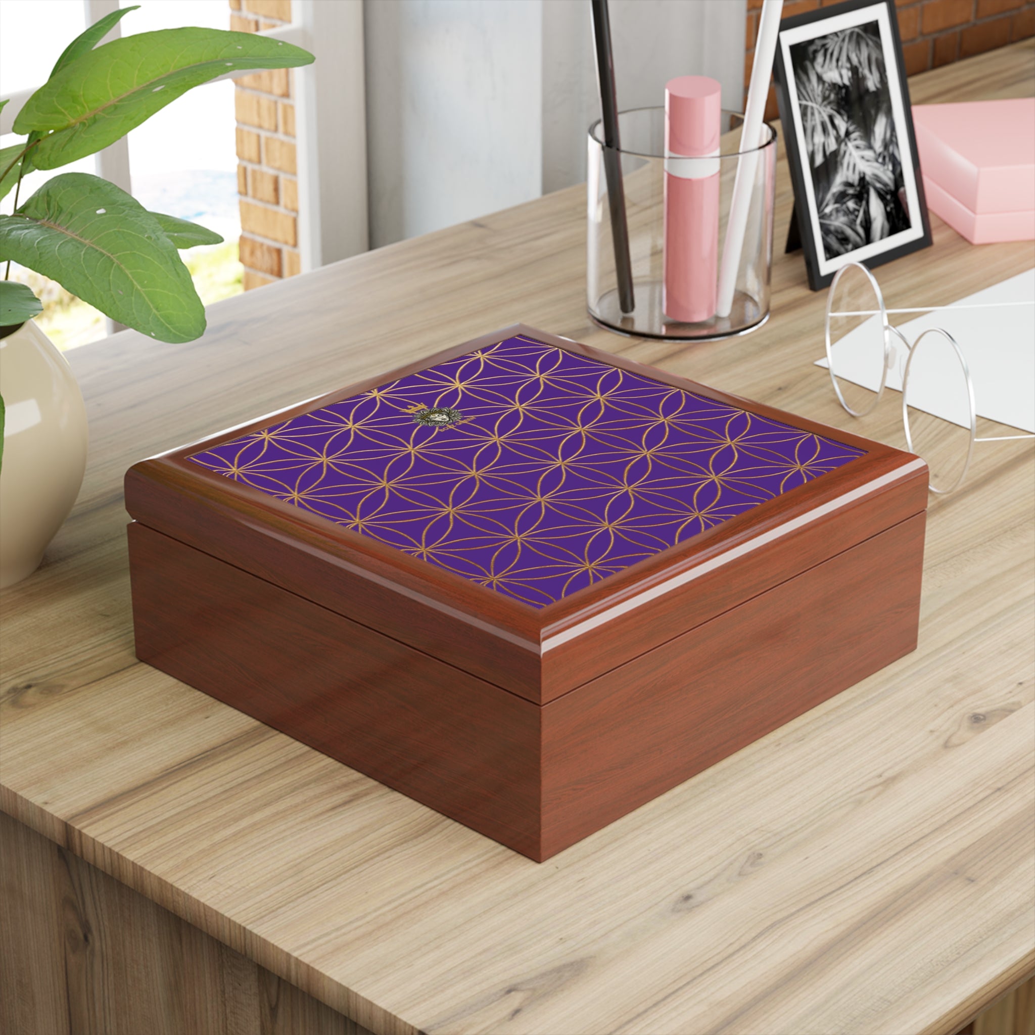 Flower of Life Jewelry Box - Purple Elegant Keepsake Organizer