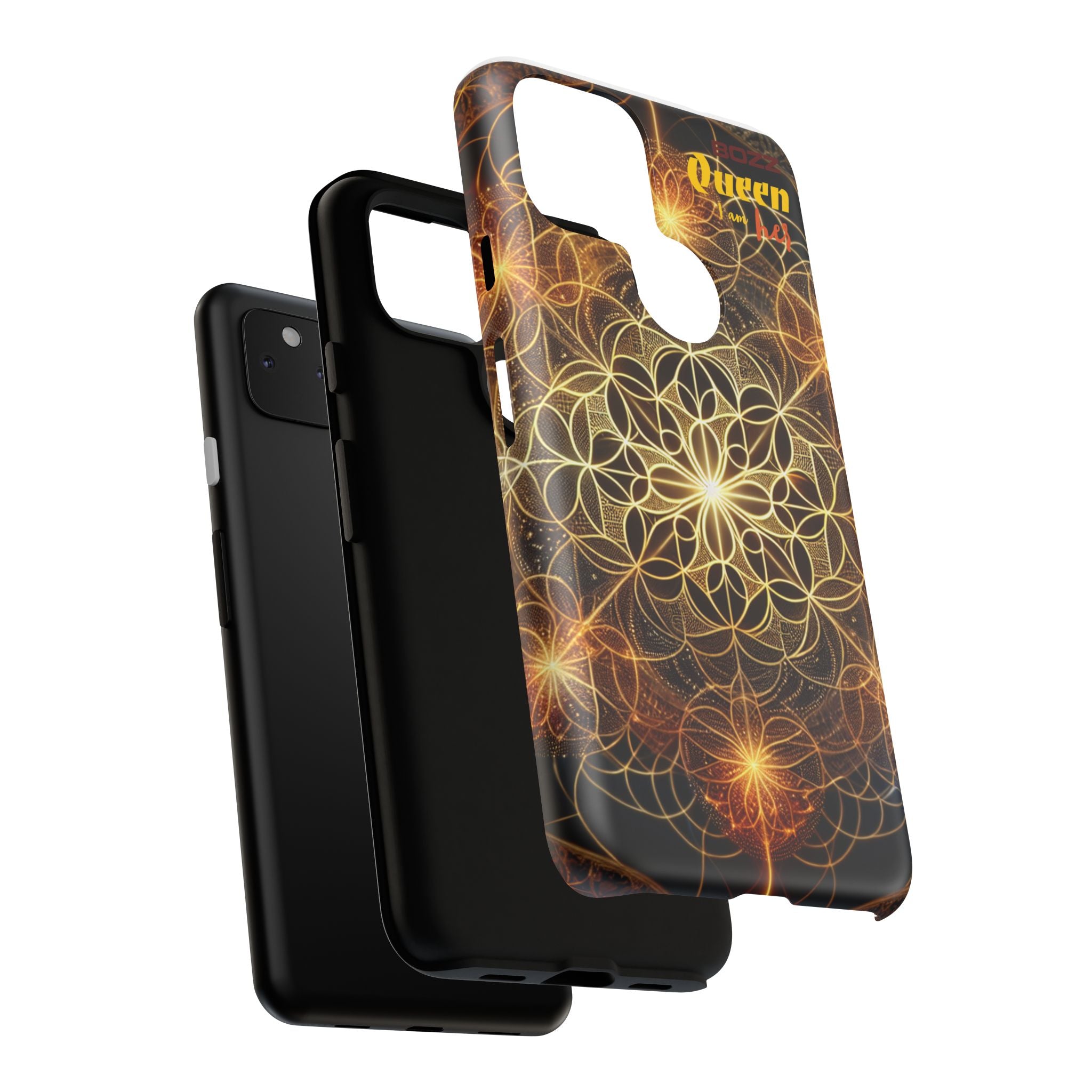 Golden Flower Mandala Phone Case, Tough Cases, Bohemian Phone Cover, Unique Gift for Him/Her, Spiritual and Artistic Design