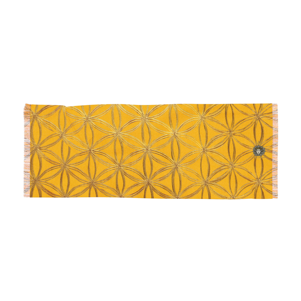 Yellow & Gold Flower of Life Scarf - Geometric Pattern | Bozz Queen