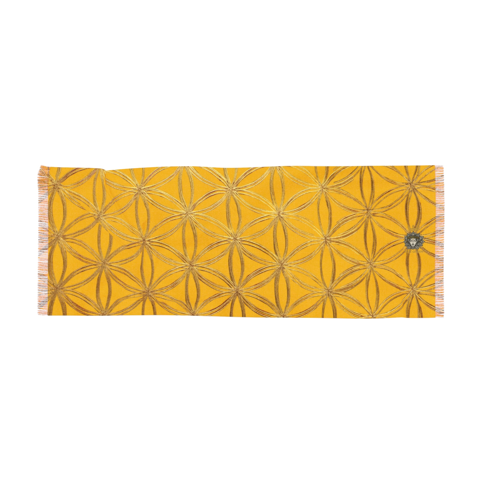 Yellow & Gold Flower of Life Scarf - Geometric Pattern | Bozz Queen