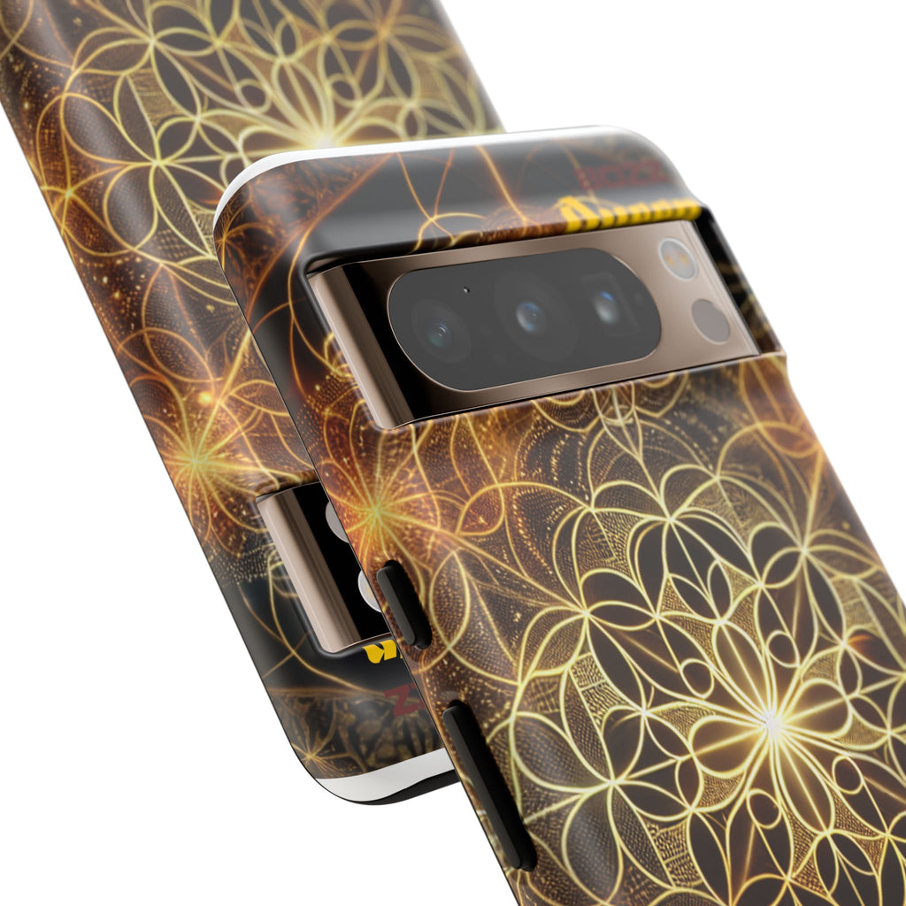 Golden Flower Mandala Phone Case, Tough Cases, Bohemian Phone Cover, Unique Gift for Him/Her, Spiritual and Artistic Design