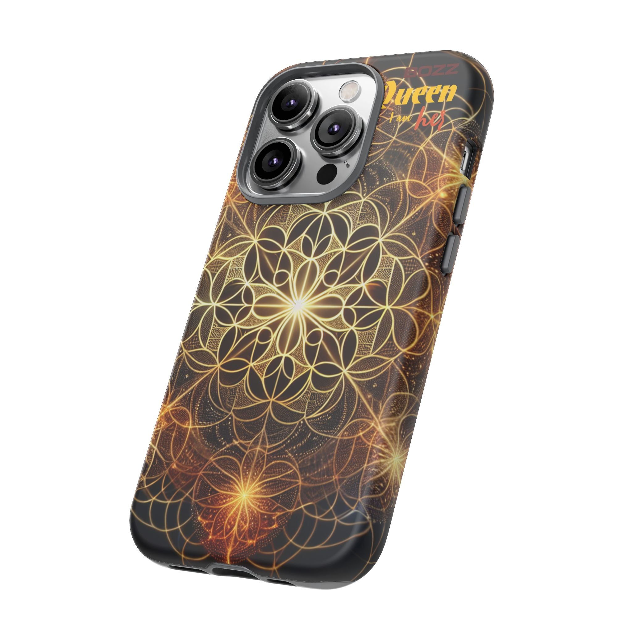 Golden Flower Mandala Phone Case, Tough Cases, Bohemian Phone Cover, Unique Gift for Him/Her, Spiritual and Artistic Design