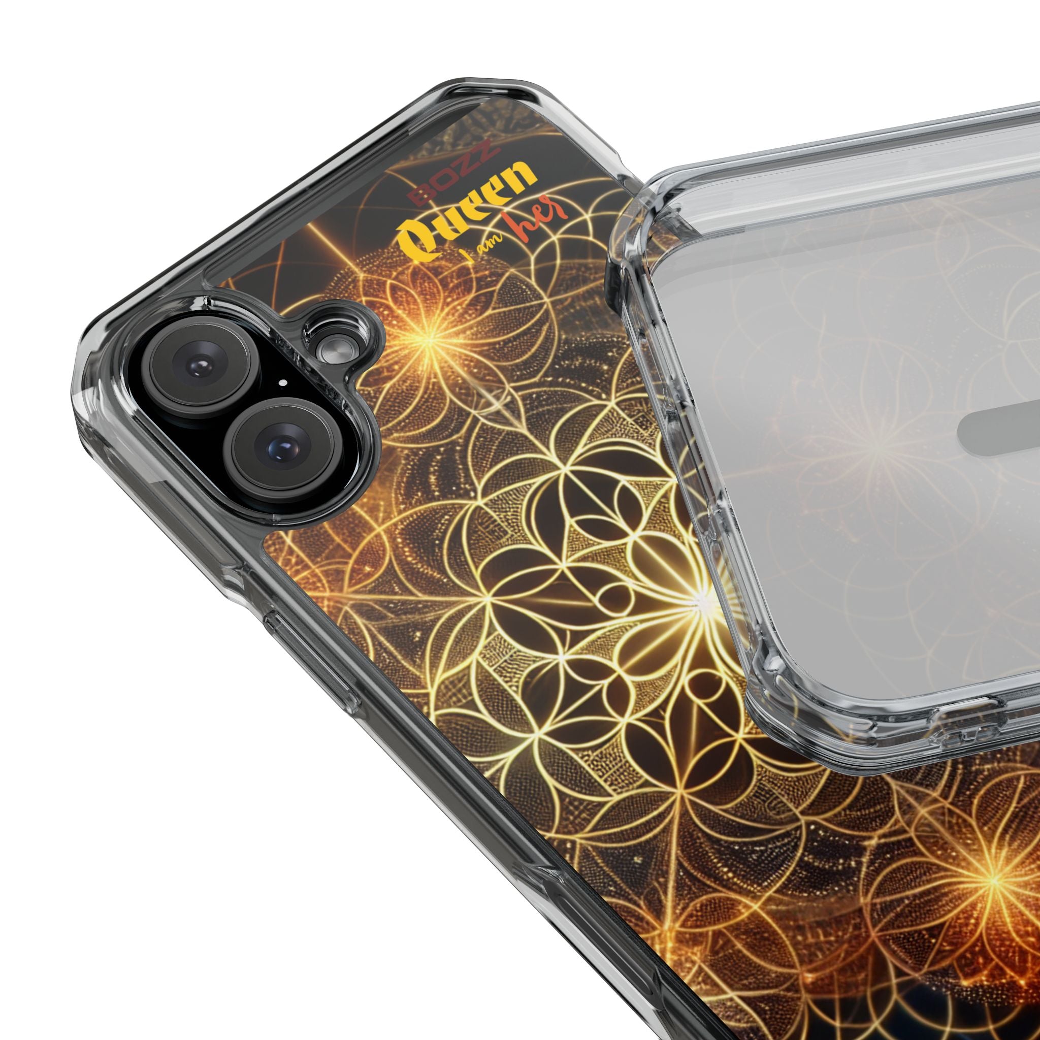 Magnetic Phone Case with Geometric Design, Crystal Clear Protection, Phone Accessory, Gift for Her, Stylish Tech