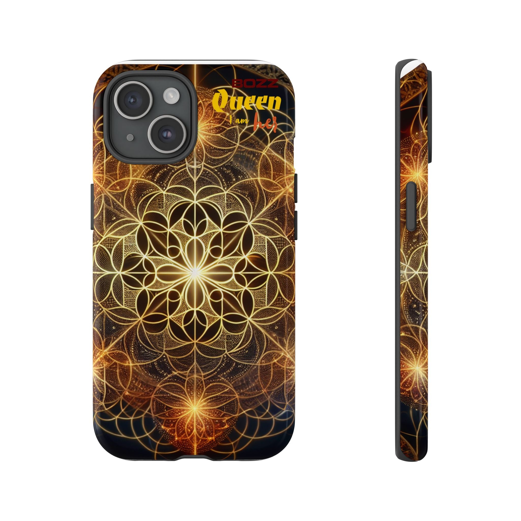 Golden Flower Mandala Phone Case, Tough Cases, Bohemian Phone Cover, Unique Gift for Him/Her, Spiritual and Artistic Design
