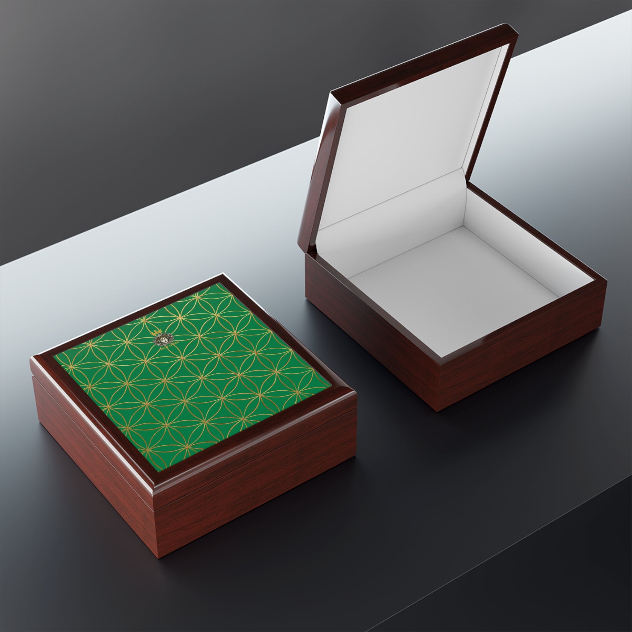 Flower of Life Jewelry Box - Dark Green Elegant Keepsake Organizer