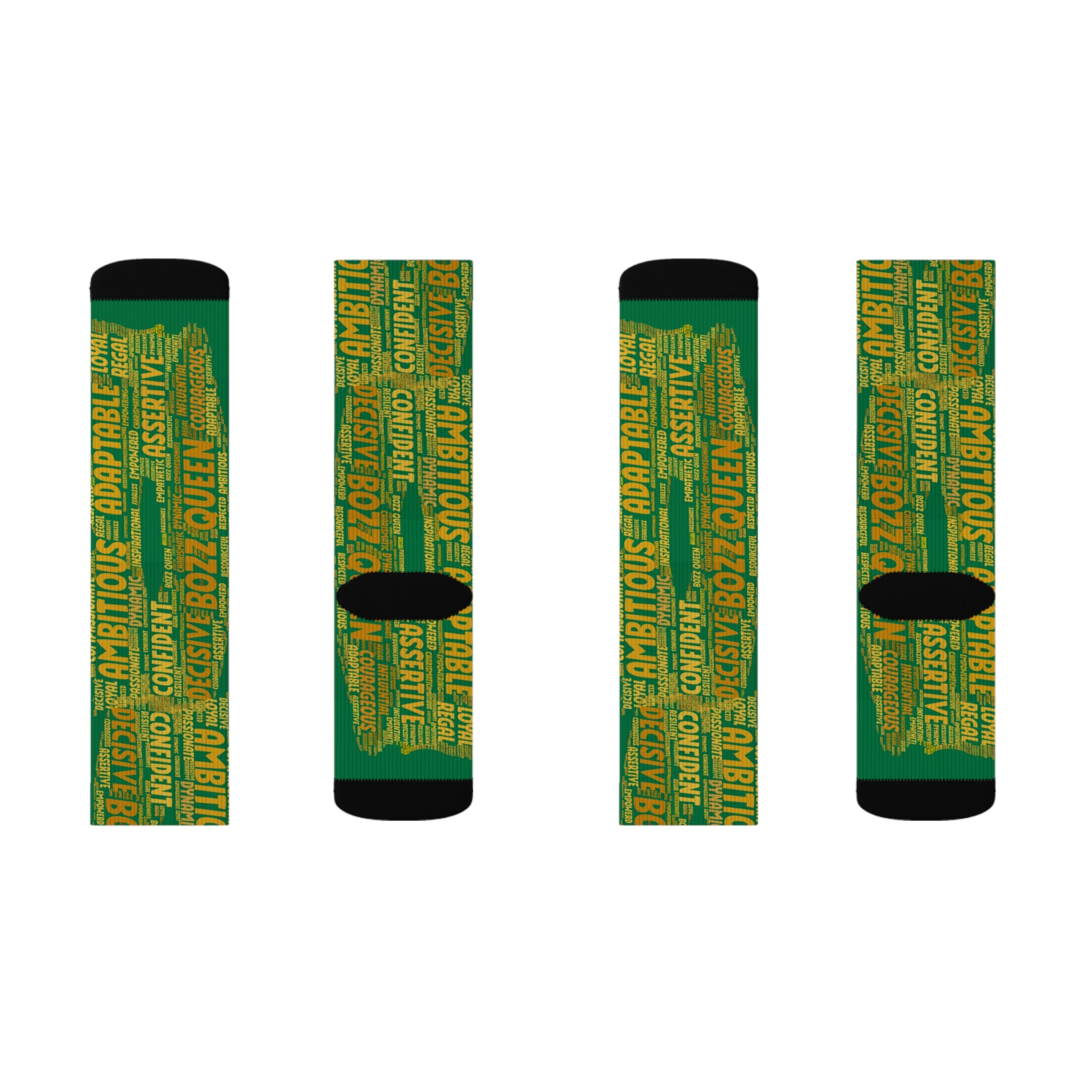 BOZZ QUEEN Dark Green Bold Statement Socks - Empowering Motivational Wear