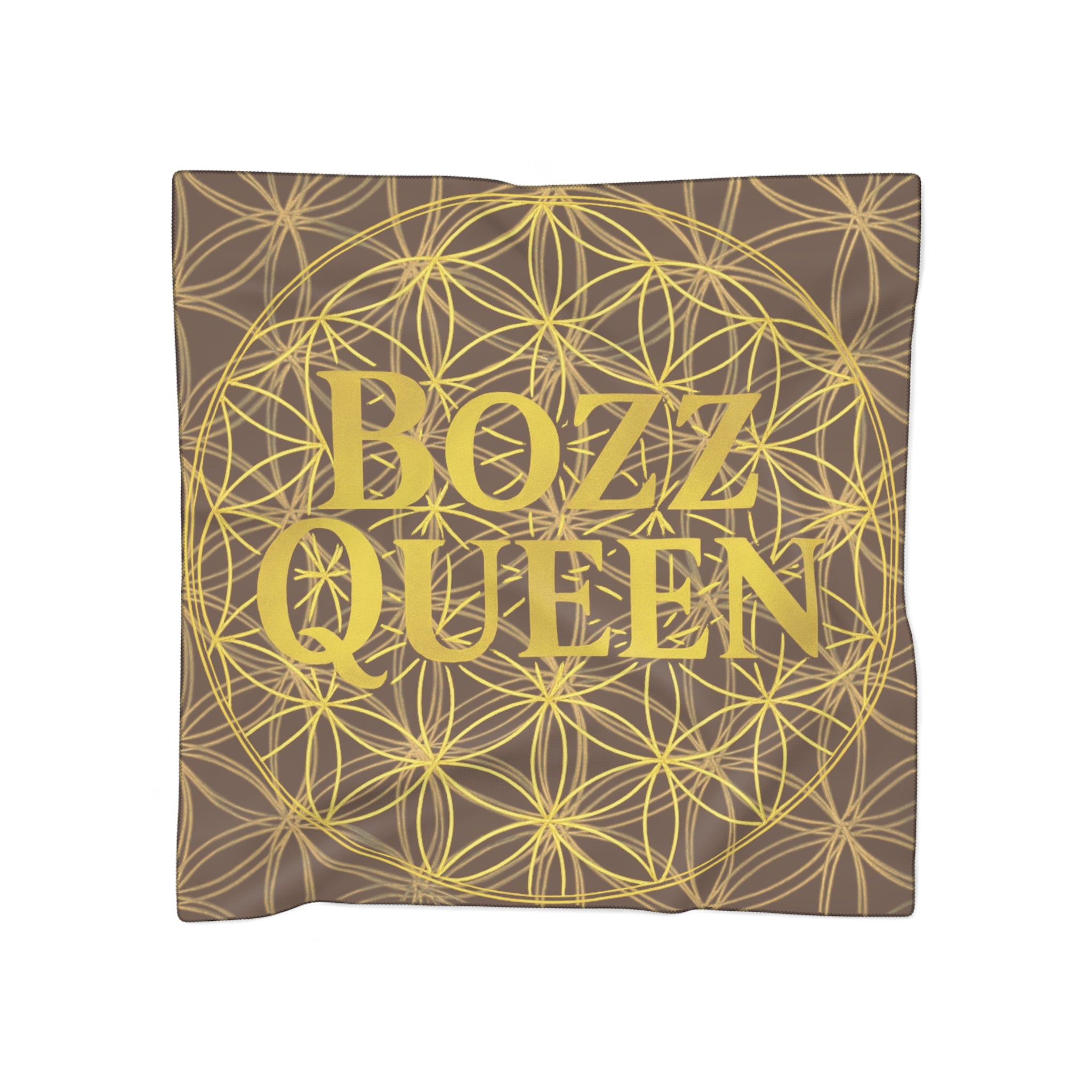 Bozz Queen Brown Poly Scarf - Vibrant Flower of Life Design for Stylish Women