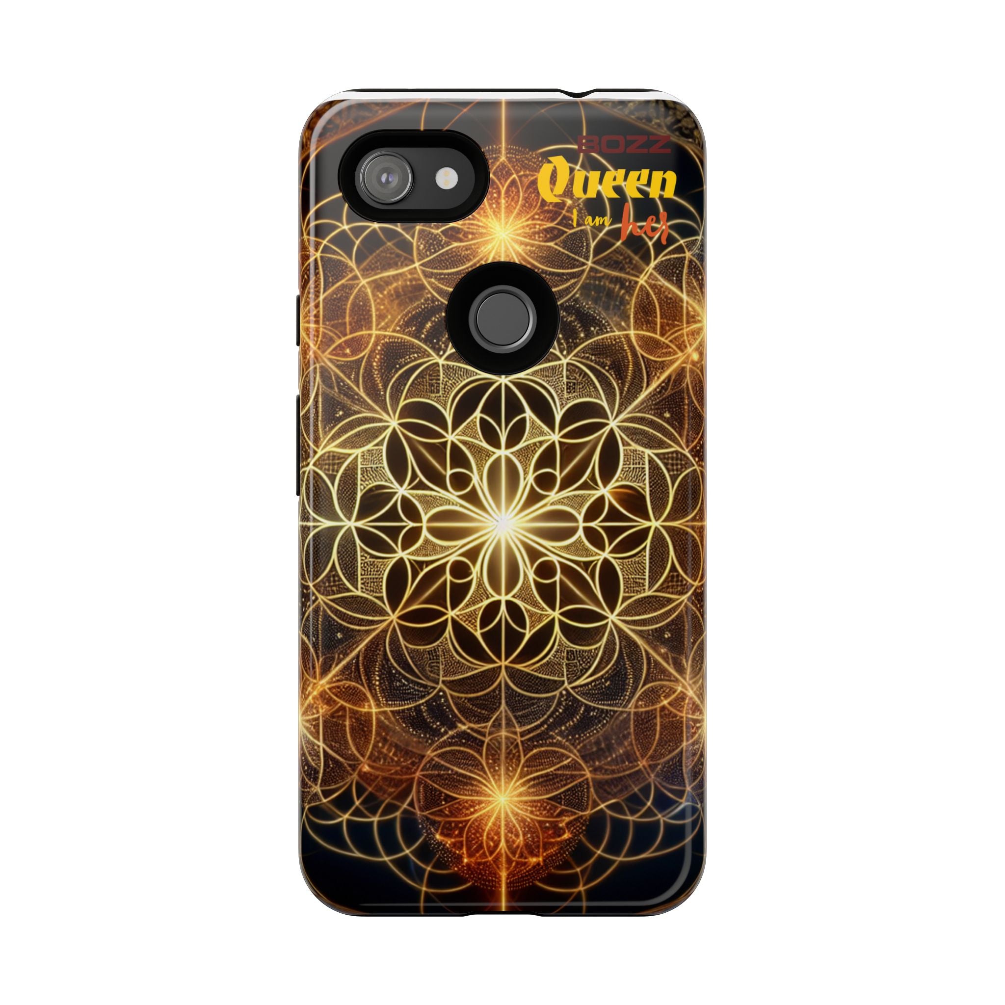 Golden Flower Mandala Phone Case, Tough Cases, Bohemian Phone Cover, Unique Gift for Him/Her, Spiritual and Artistic Design
