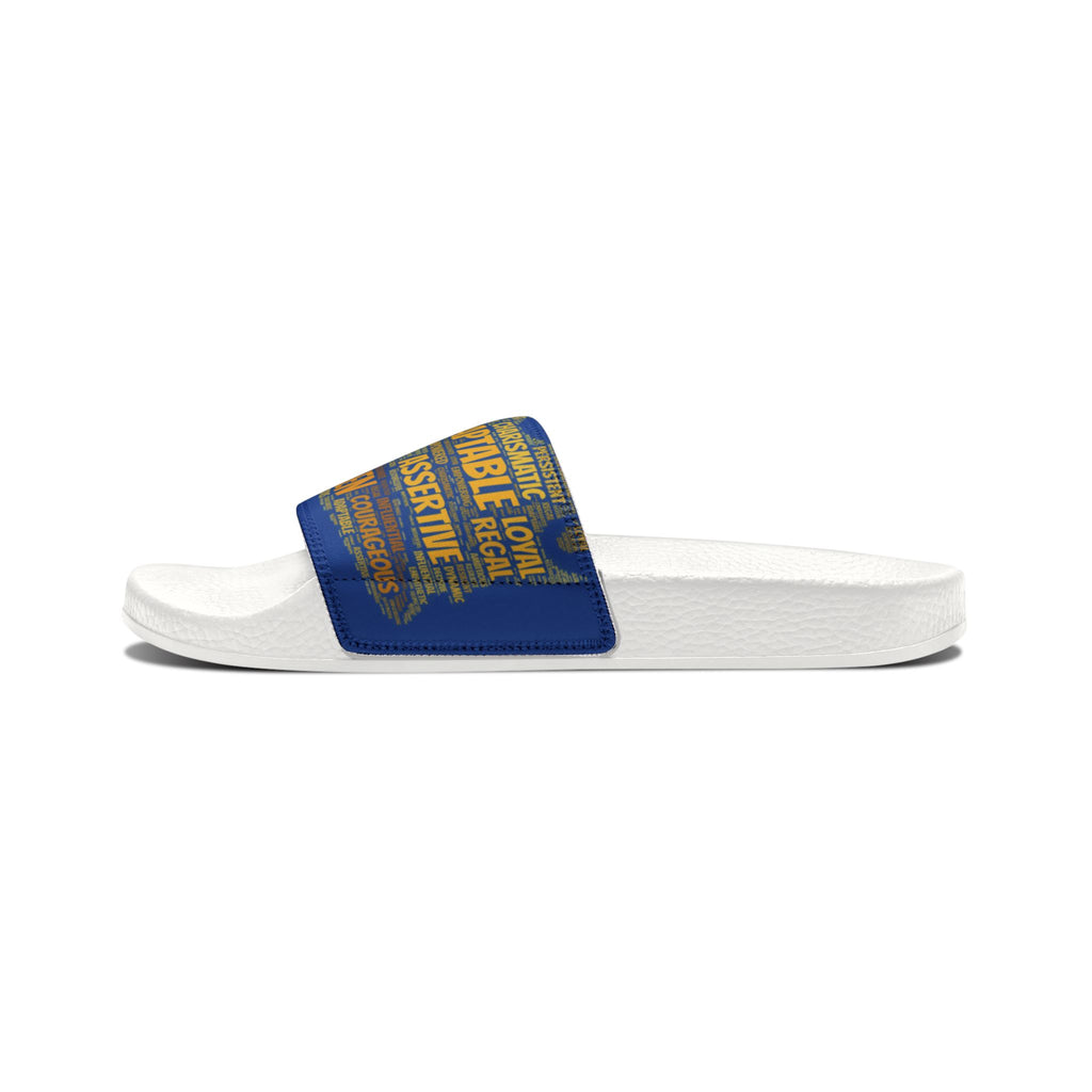 Bozz Queen Dark Blue & Gold Women's Sandals - Removable Strap Beach Slides
