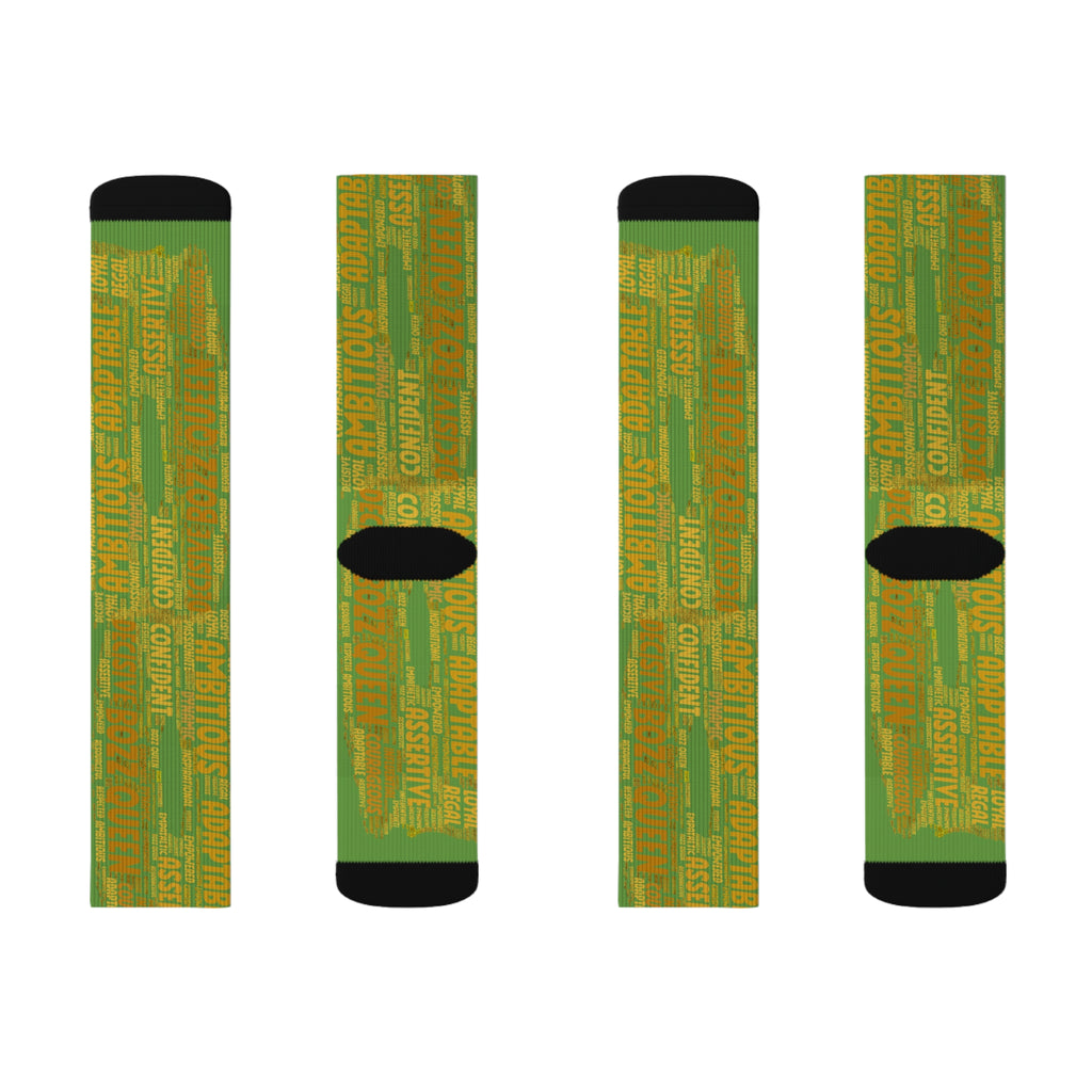 BOZZ QUEEN Green Bold Statement Socks - Empowering Motivational Wear