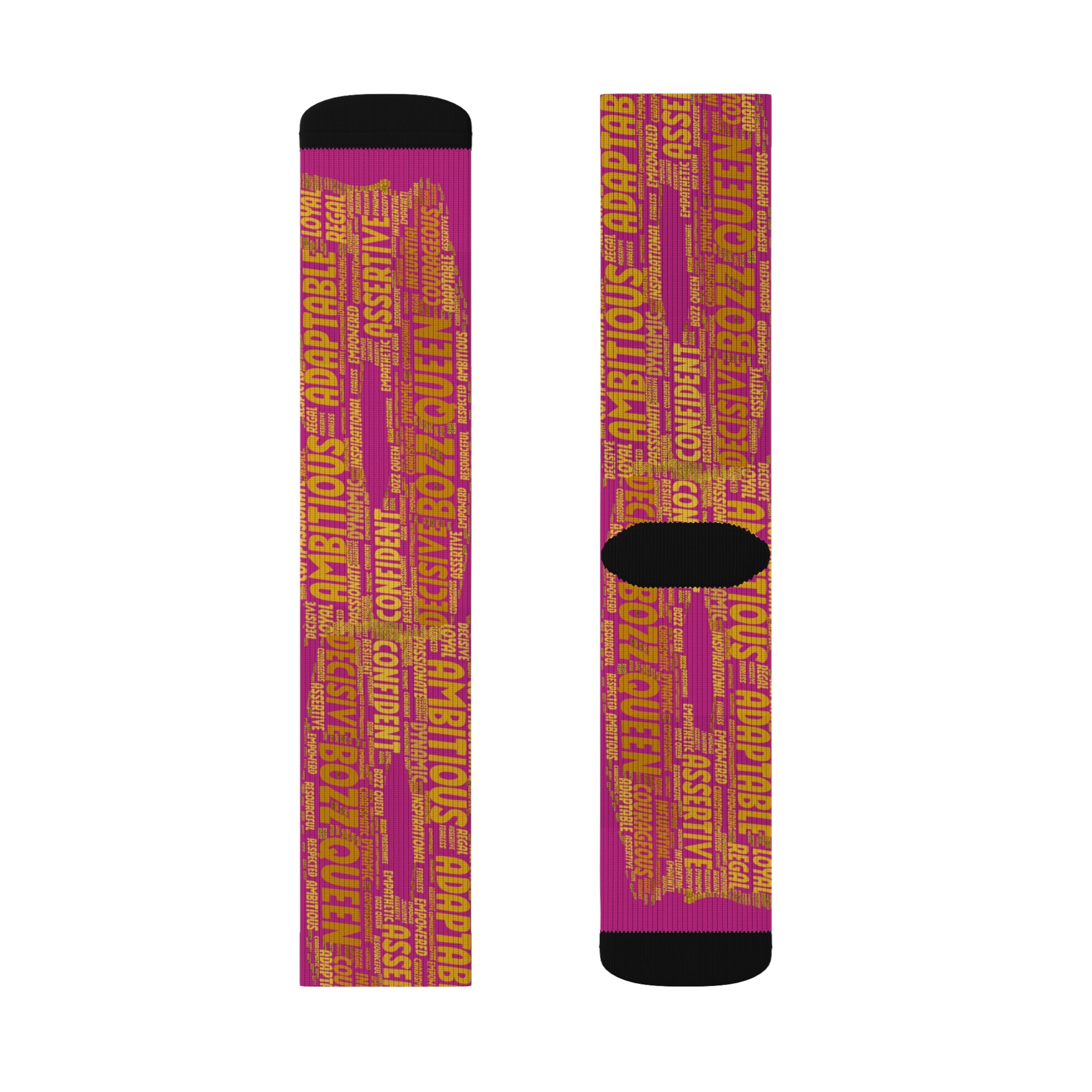 BOZZ QUEEN Pink Bold Statement Socks - Empowering Motivational Wear