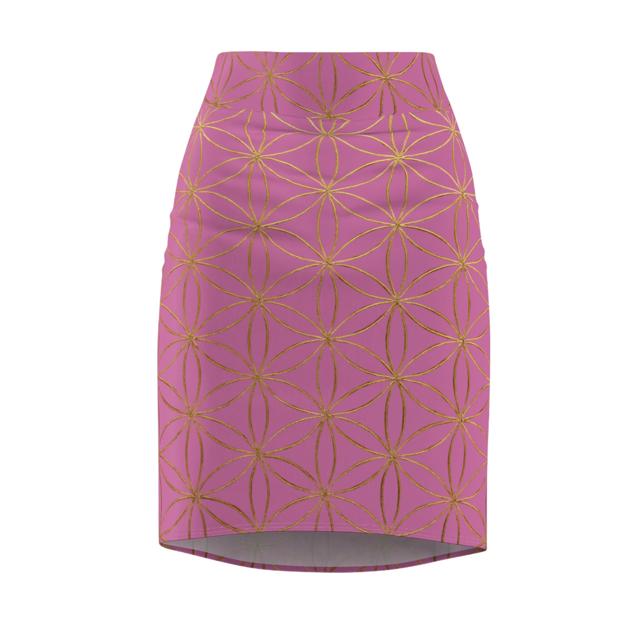Light Pink Flower of Life Pencil Skirt - Women's Chic Office & Date Night Skirt