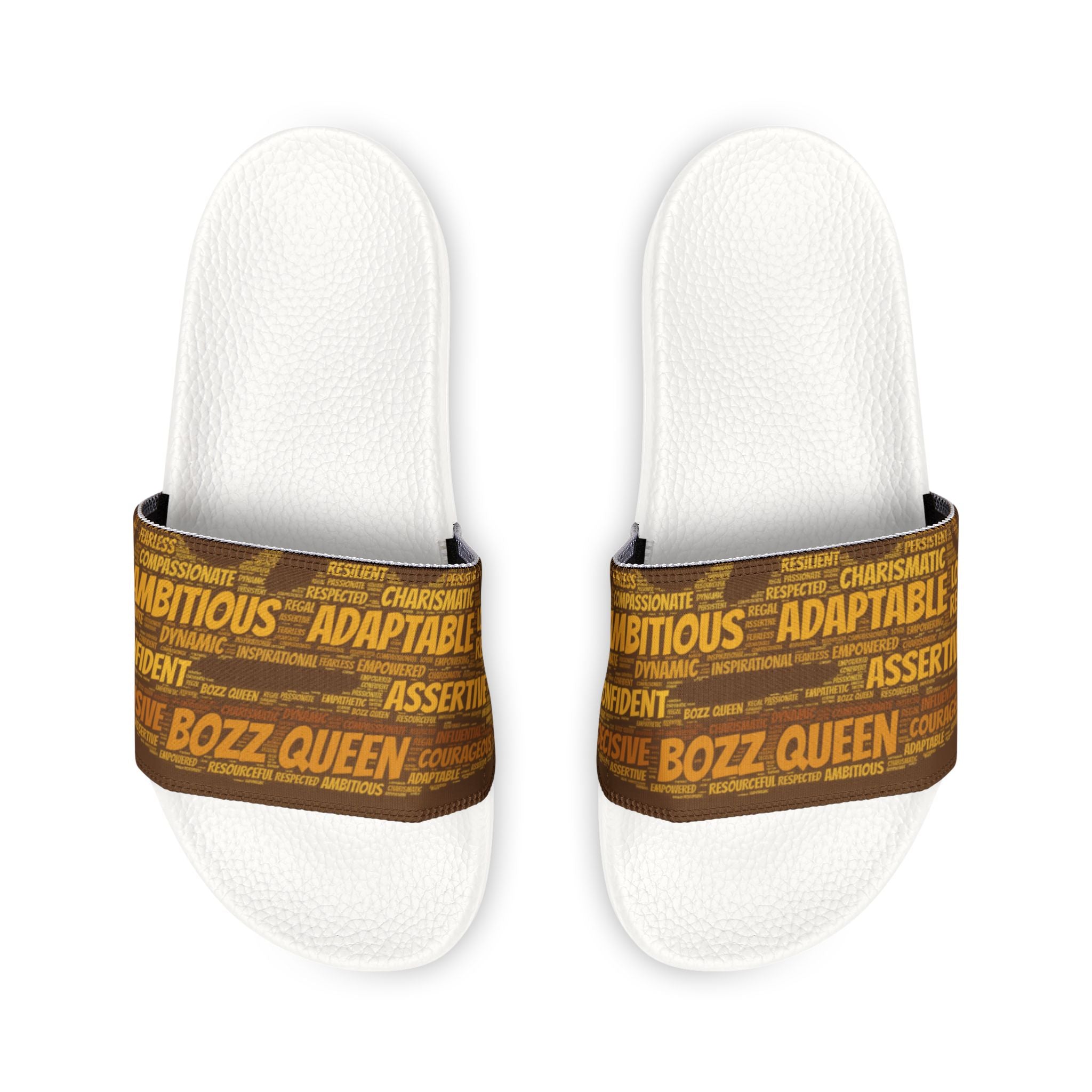 Bozz Queen Brown & Gold Women's Sandals - Removable Strap Beach Slides