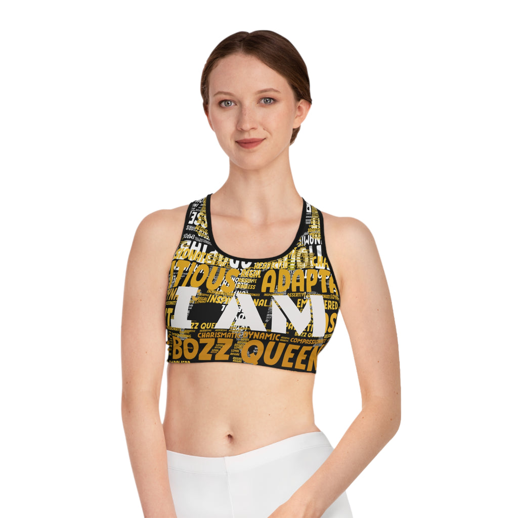 BOZZ QUEEN I AM Series Sports Bra - Custom All Over Print | Premium Activewear