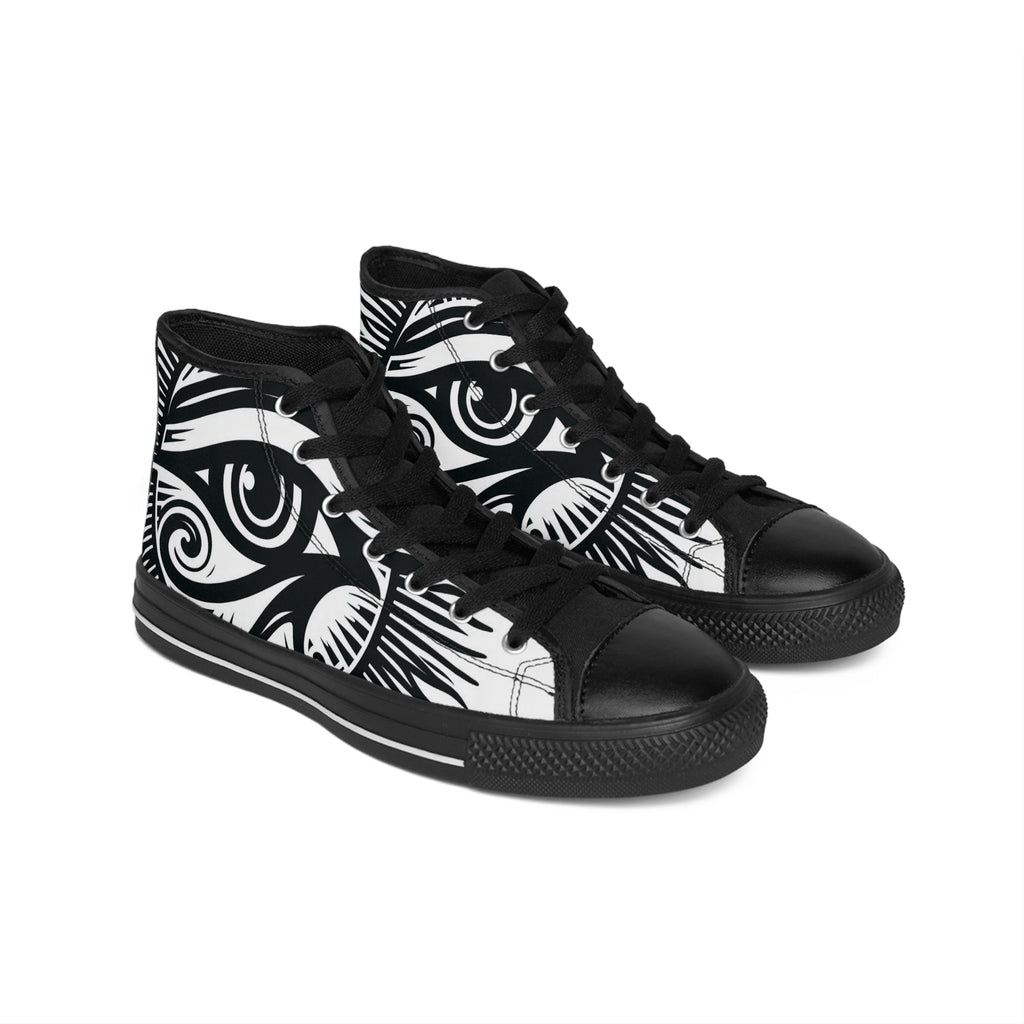BOZZ QUEEN High-Top Sneakers - Artistic Eye of Heru Design for Ancient Ancestors