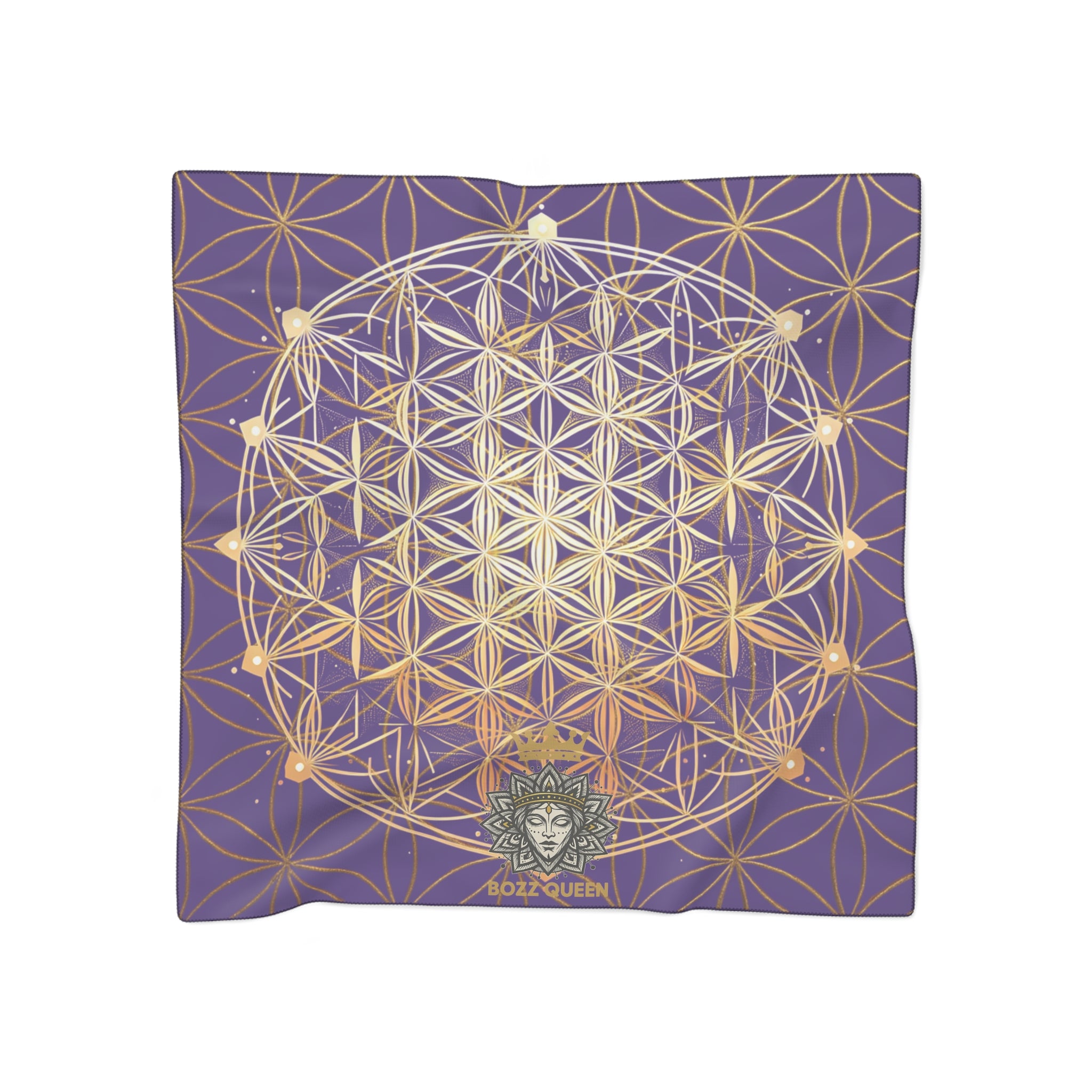 Flower of Life Purple Scarf - Sacred Geometry Spiritual Accessory