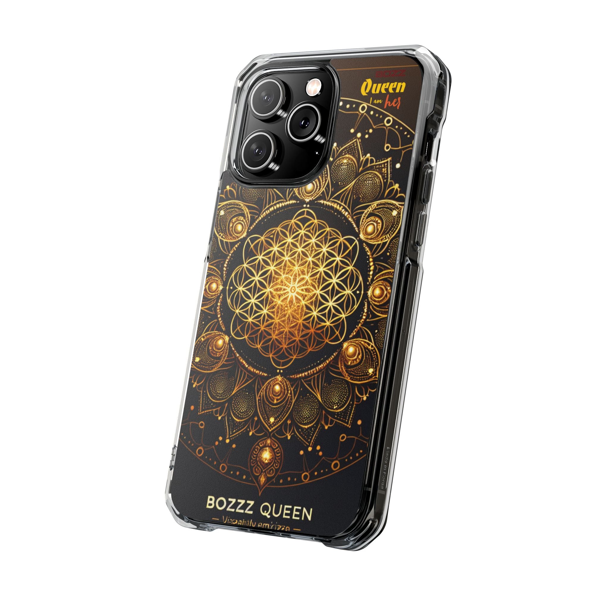 Magnetic Phone Case with Spiritual Mandala Design, Bozz Queen, Durable Clear Impact Case, Unique Gift for Spiritual Seekers, Phone Accessory