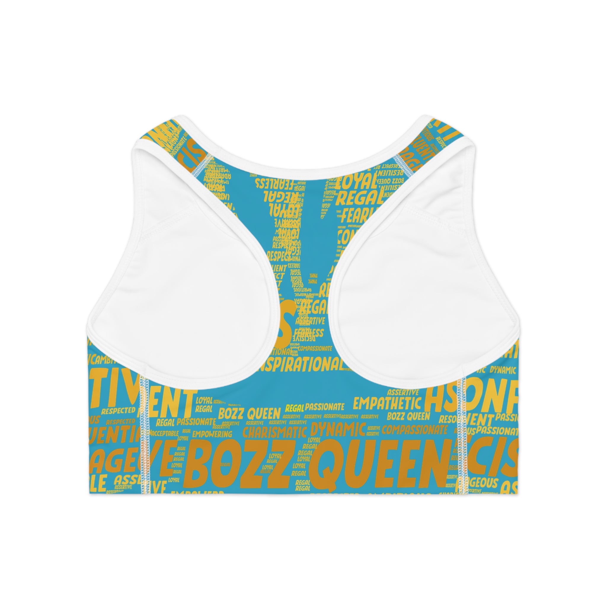 Empowered Words Sports Bra - Bozz Queen Origin Collection | Turquoise & Yellow