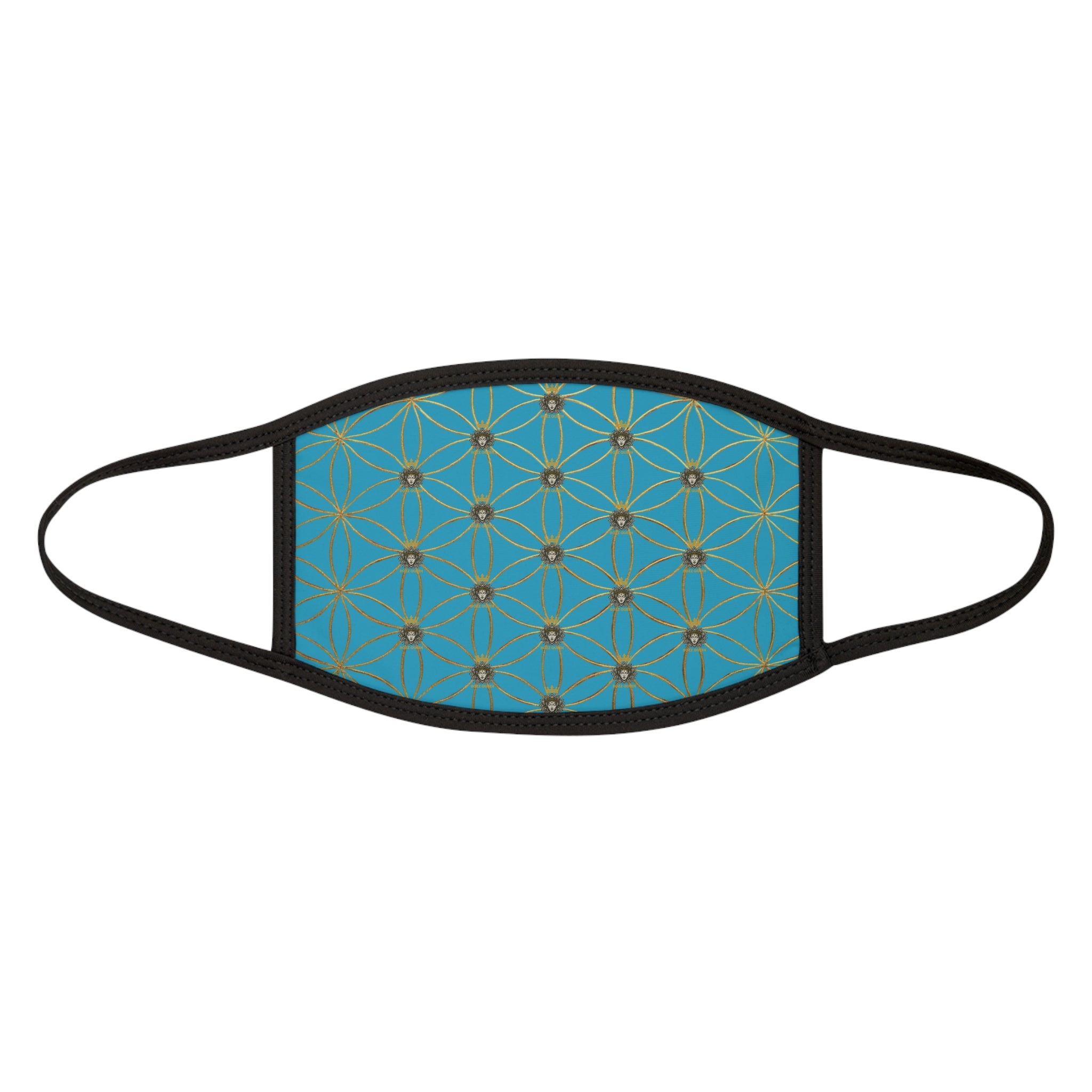 Bozz Queen Flower of Life Face Mask - Turquoise & Gold Stylish Breathable Cloth Mask