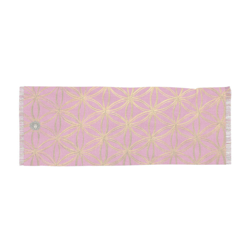 Light Pink & Gold Flower of Life Scarf - Geometric Pattern | Bozz Queen