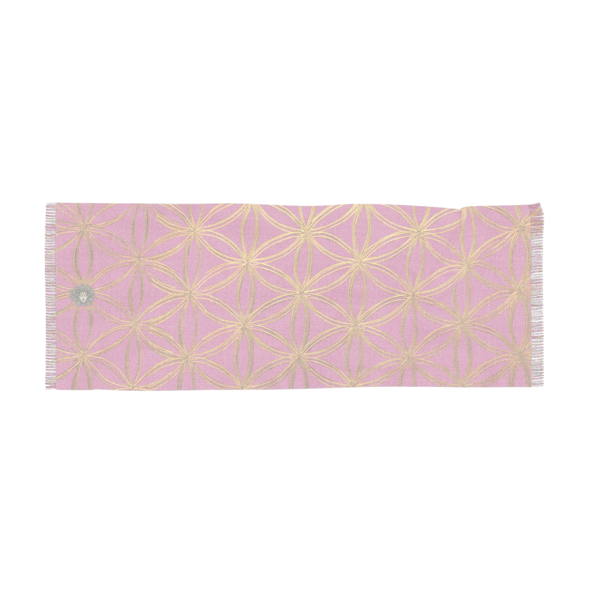 Light Pink & Gold Flower of Life Scarf - Geometric Pattern | Bozz Queen