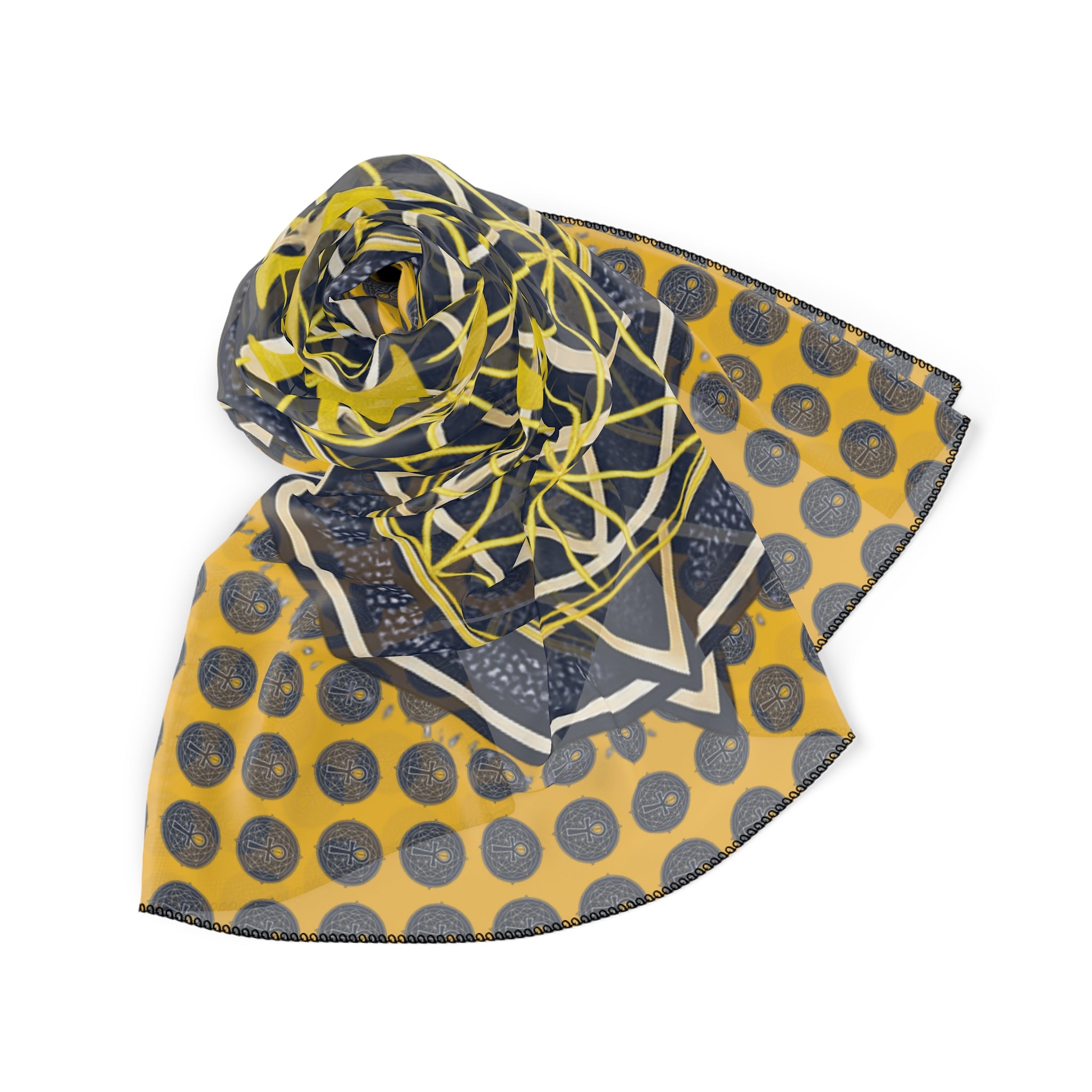 BOZZ QUEEN Poly Scarf | Geometric Print Luxury Accessory