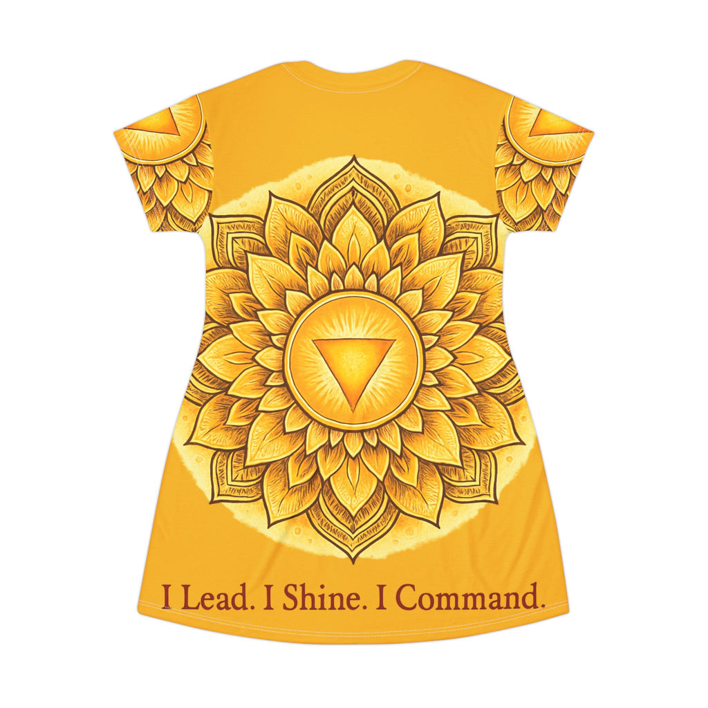 Yellow Empowerment Flow T-Shirt Dress - I Lead. I Shine. I Command. | Confidence Affirmation Wear