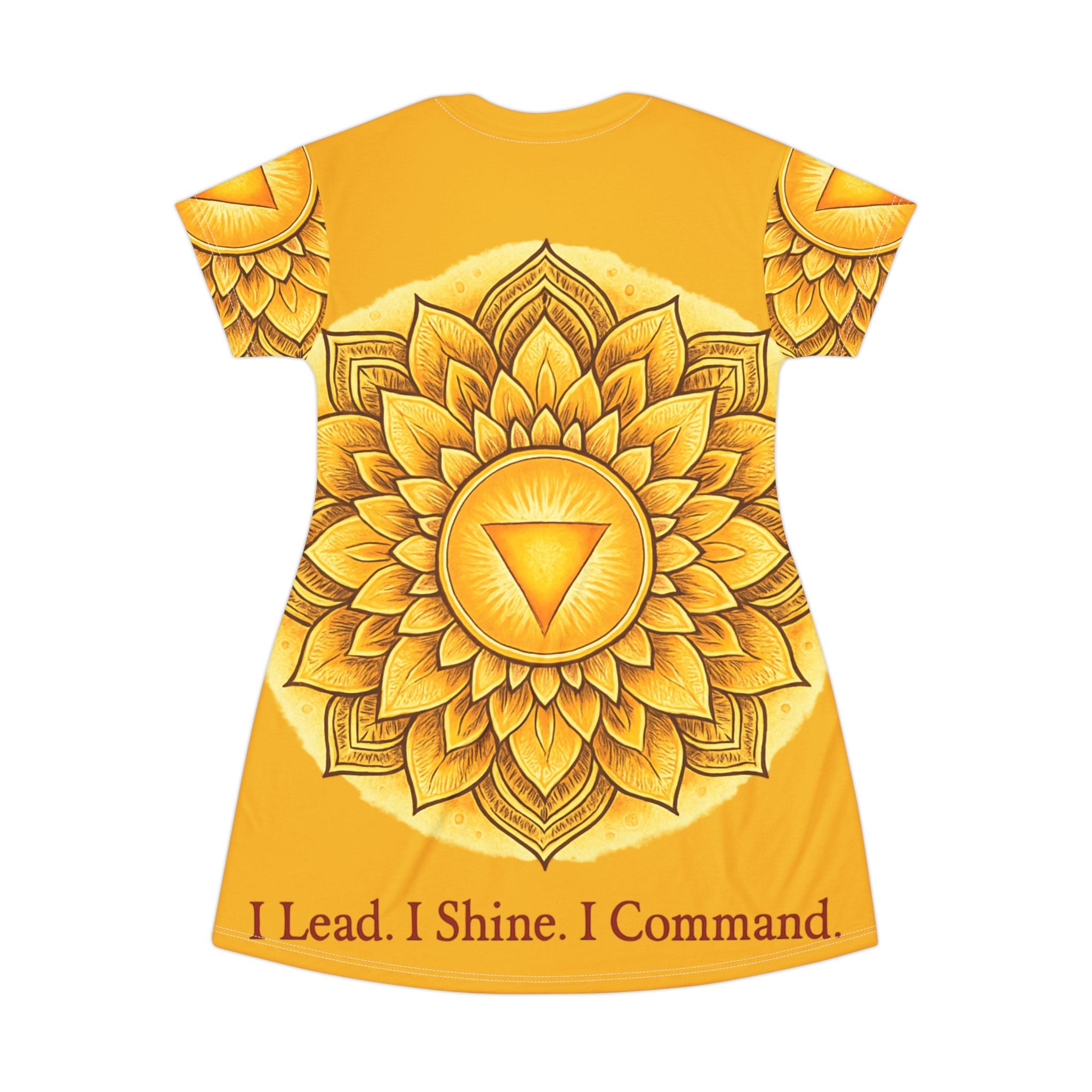 Yellow Empowerment Flow T-Shirt Dress - I Lead. I Shine. I Command. | Confidence Affirmation Wear