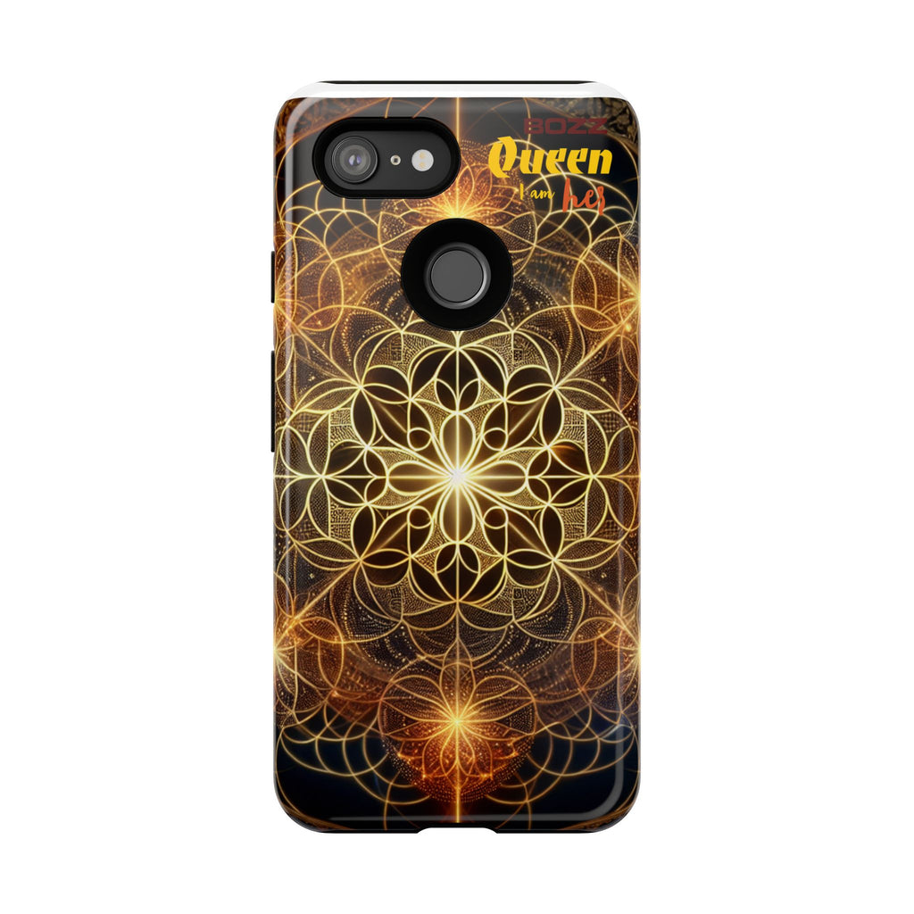 Golden Flower Mandala Phone Case, Tough Cases, Bohemian Phone Cover, Unique Gift for Him/Her, Spiritual and Artistic Design