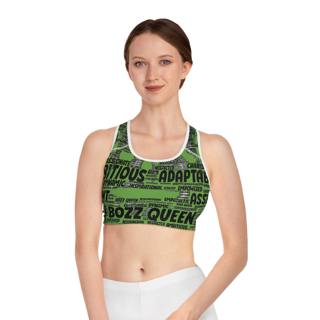 Empowering Sports Bra - Bozz Queen Origin Collection | Green & Black