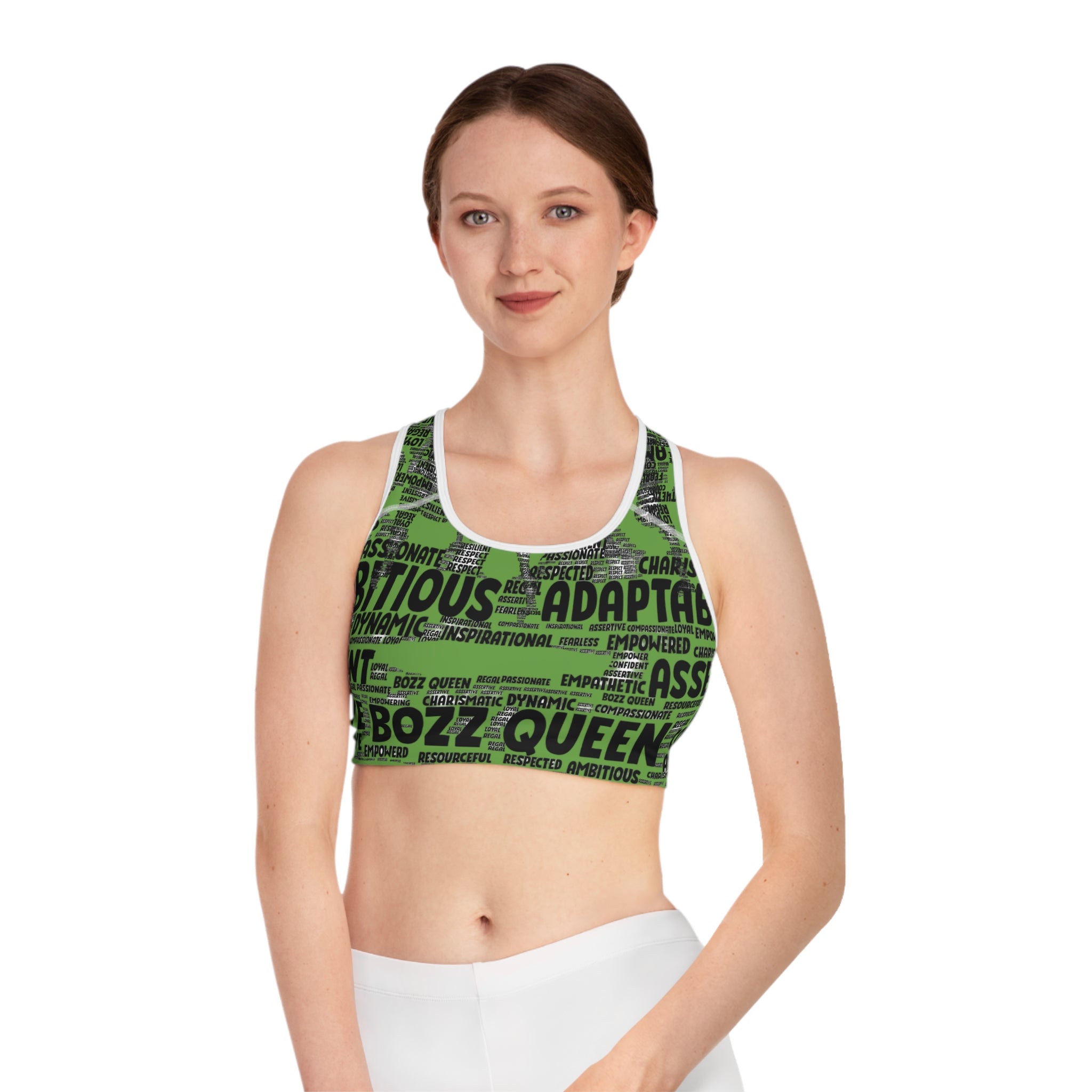Empowering Sports Bra - Bozz Queen Origin Collection | Green & Black