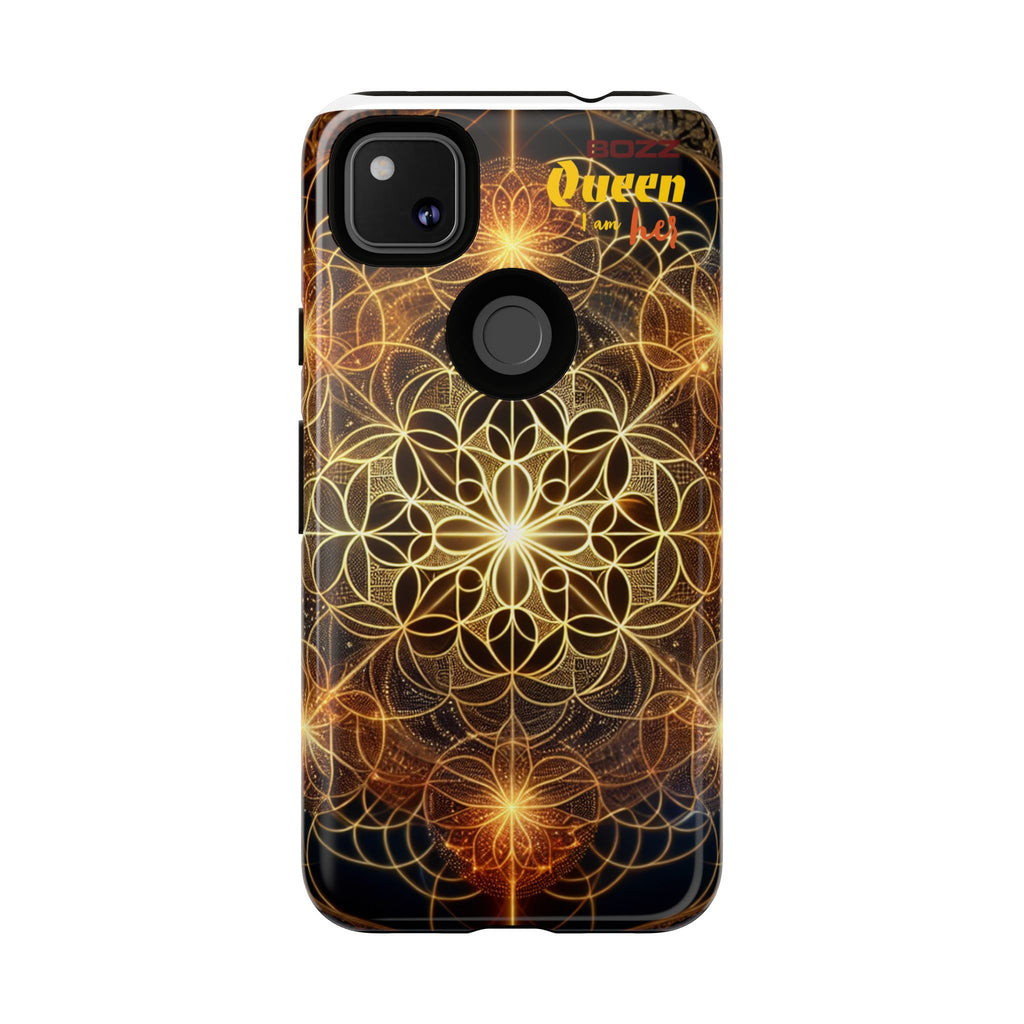 Golden Flower Mandala Phone Case, Tough Cases, Bohemian Phone Cover, Unique Gift for Him/Her, Spiritual and Artistic Design