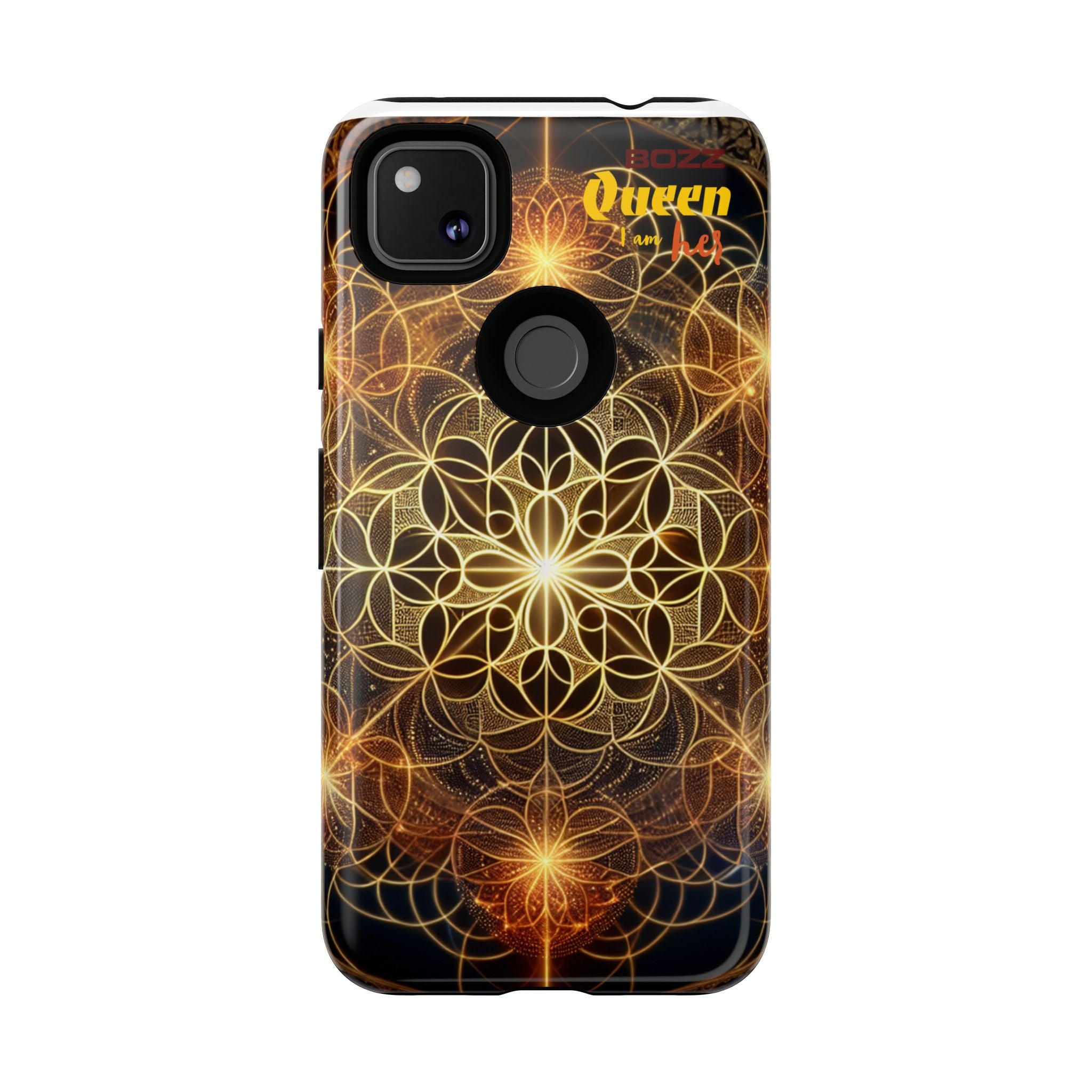 Golden Flower Mandala Phone Case, Tough Cases, Bohemian Phone Cover, Unique Gift for Him/Her, Spiritual and Artistic Design
