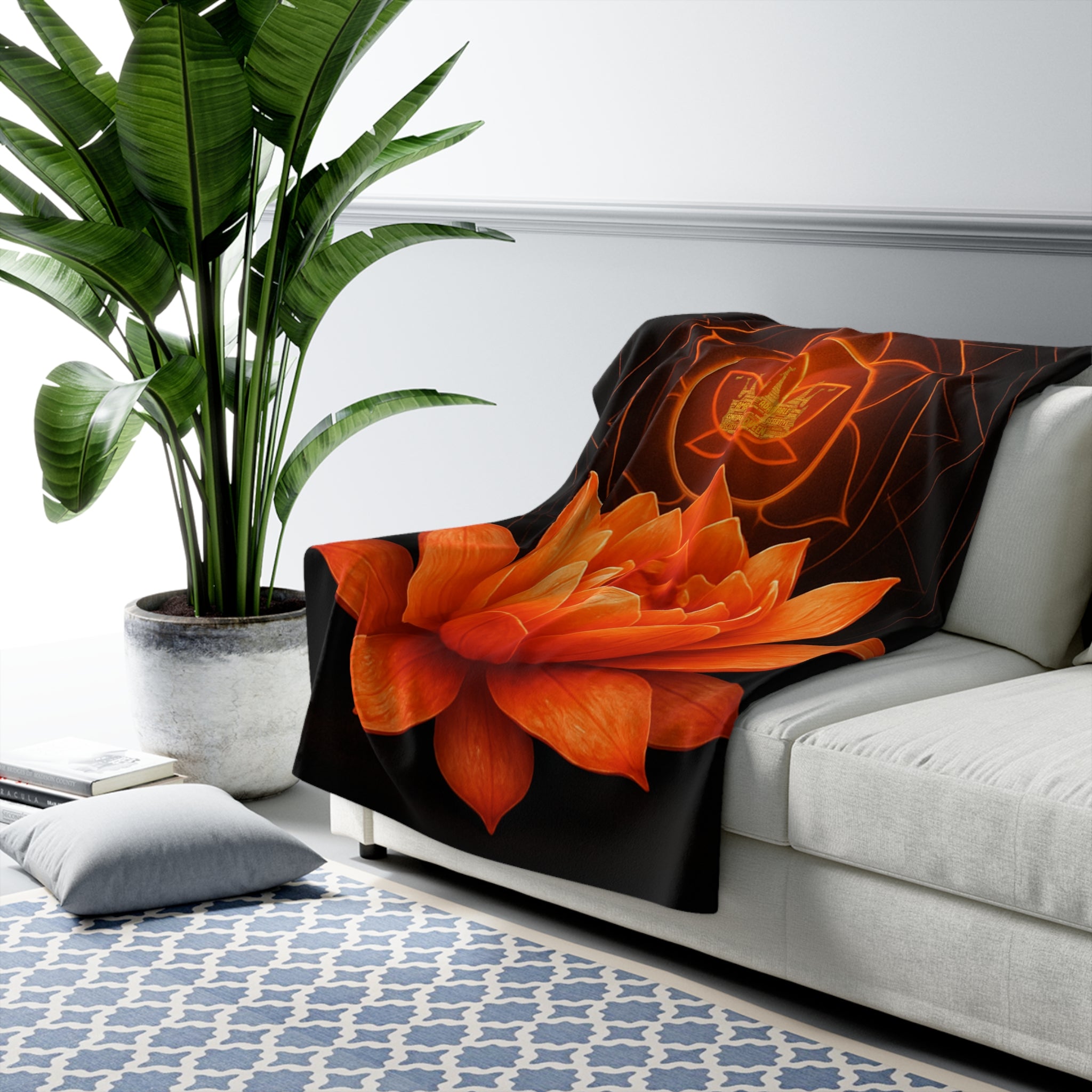 Sacred Chakra Lotus Sherpa Blanket - Meditation Decor & Spiritual Gift