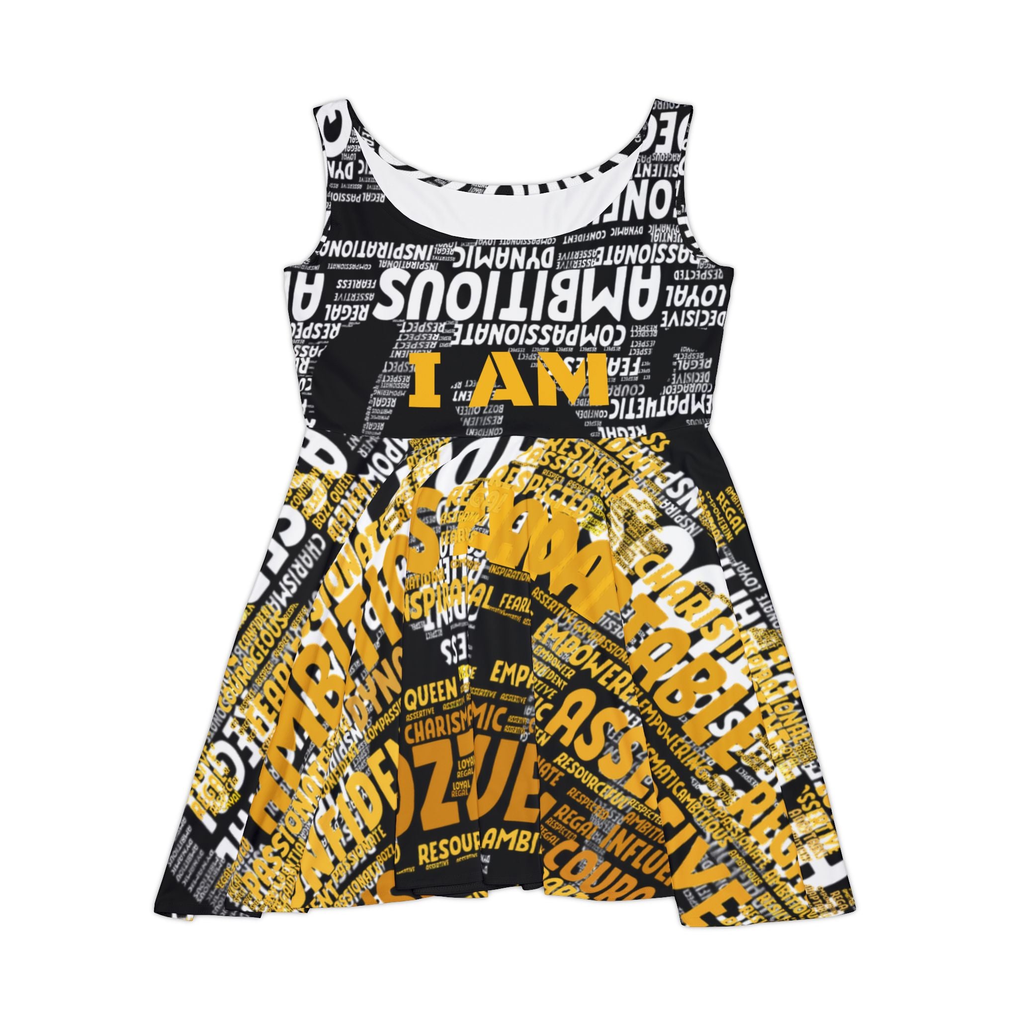 BOZZ QUEEN I AM Series Empowering Women's Skater Dress - Ambition Themed Summer Fashion