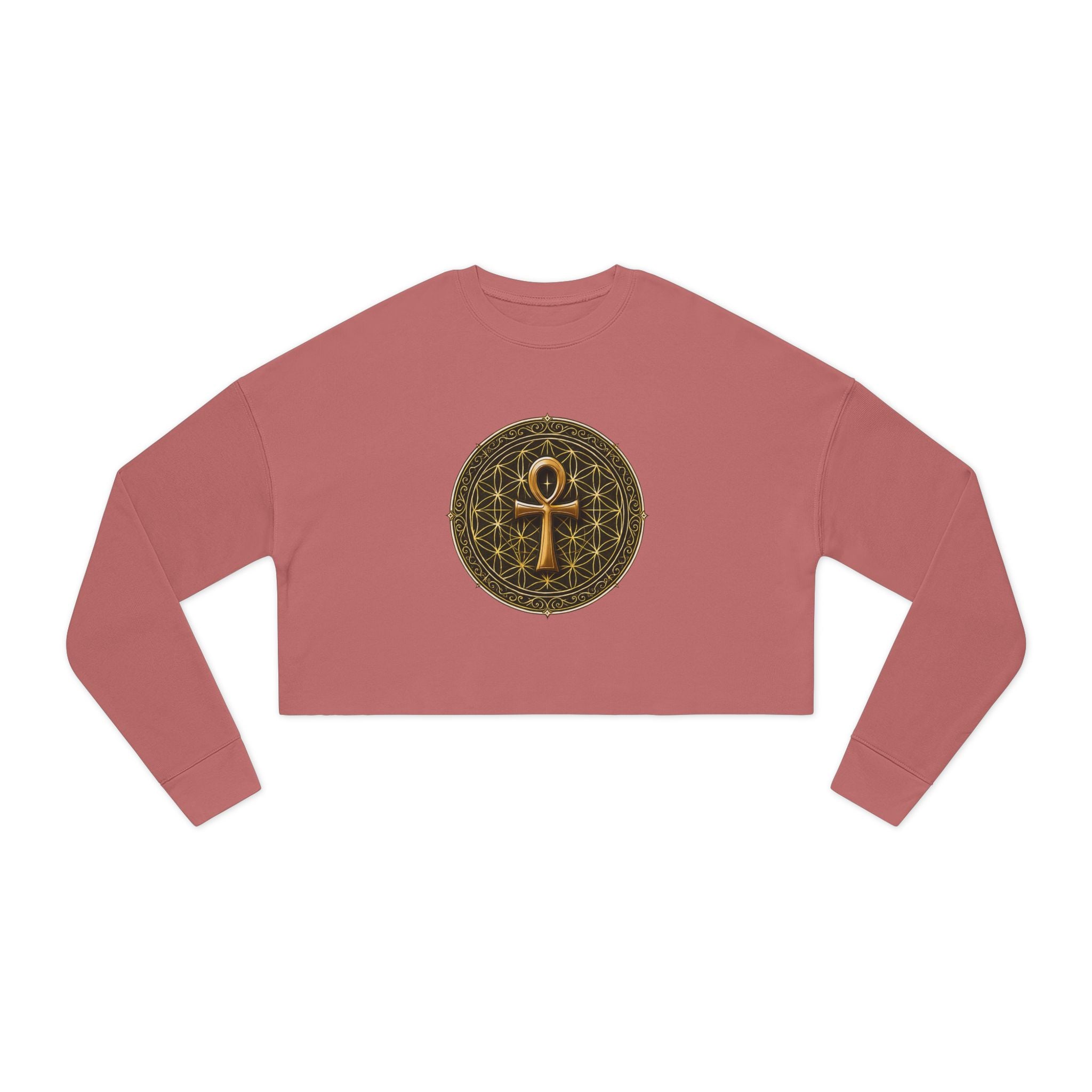 Women's Ankh & Flower of Life Cropped Sweatshirt - Sacred Geometry