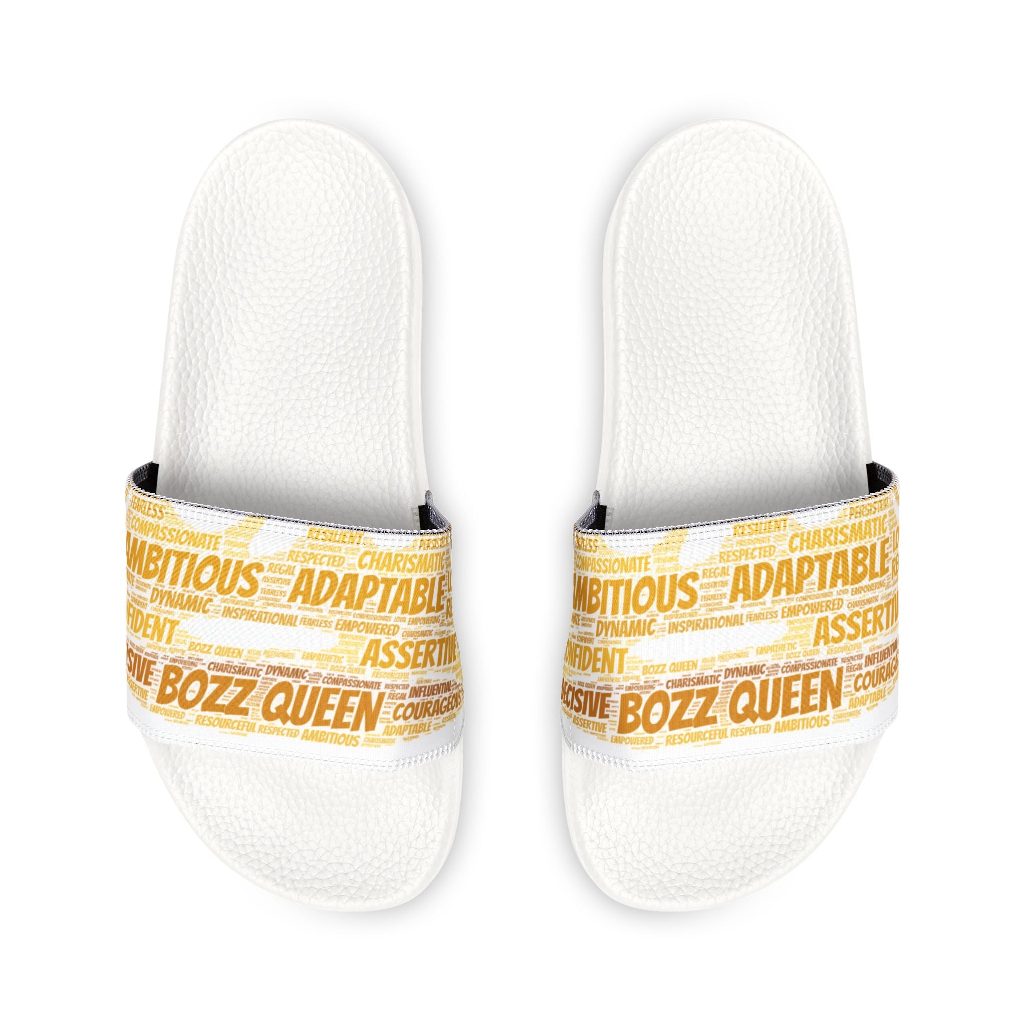 Bozz Queen White & Gold Women's Sandals - Removable Strap Beach Slides